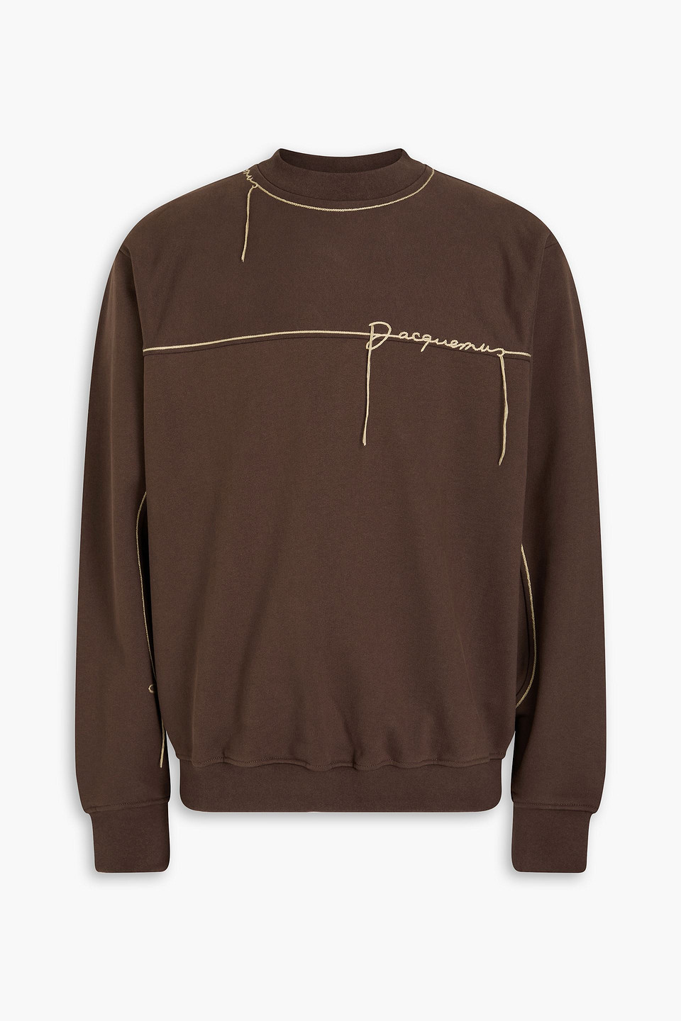 Jacquemus Fio Embroidered Cotton-fleece Sweatshirt In Chocolate