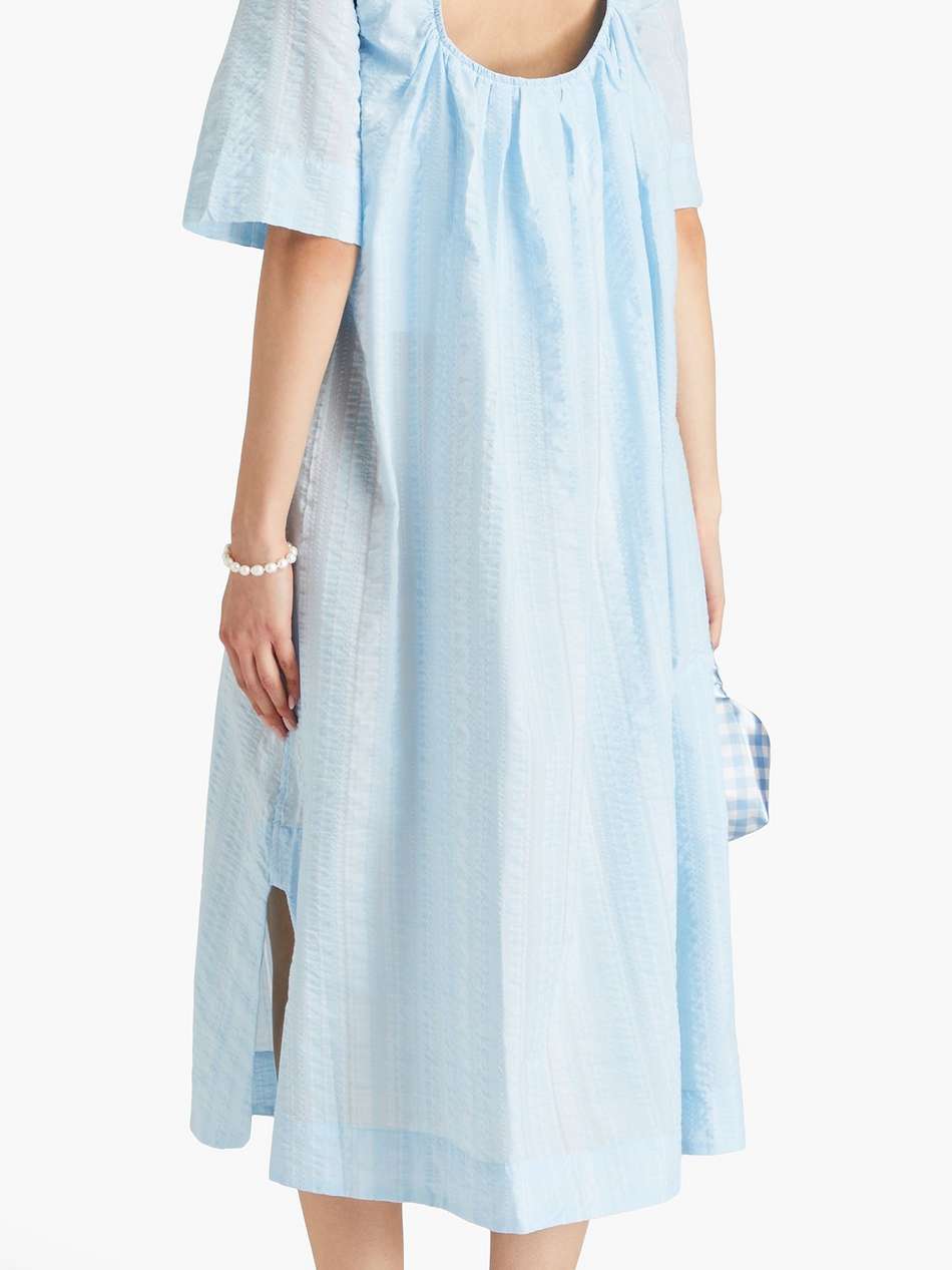 striped seersucker midi dress