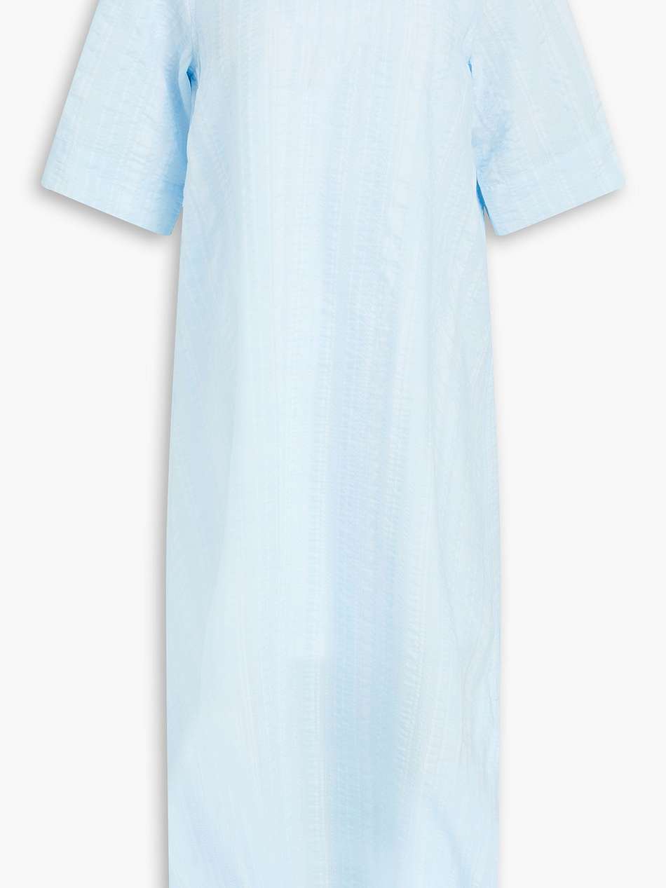 striped seersucker midi dress