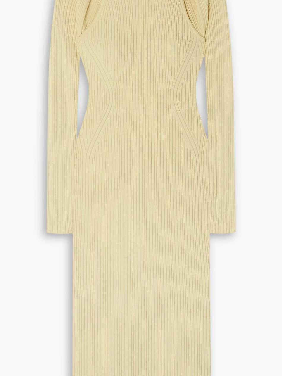 cutout ribbed-knit midi dress