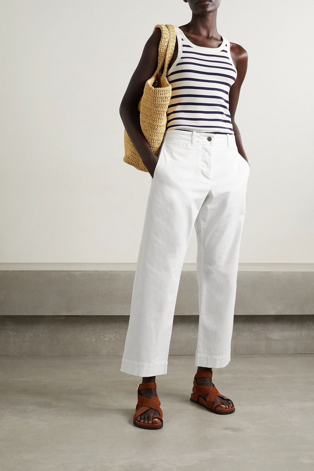 NILI LOTAN Tomboy cotton-blend twill straight-leg pants