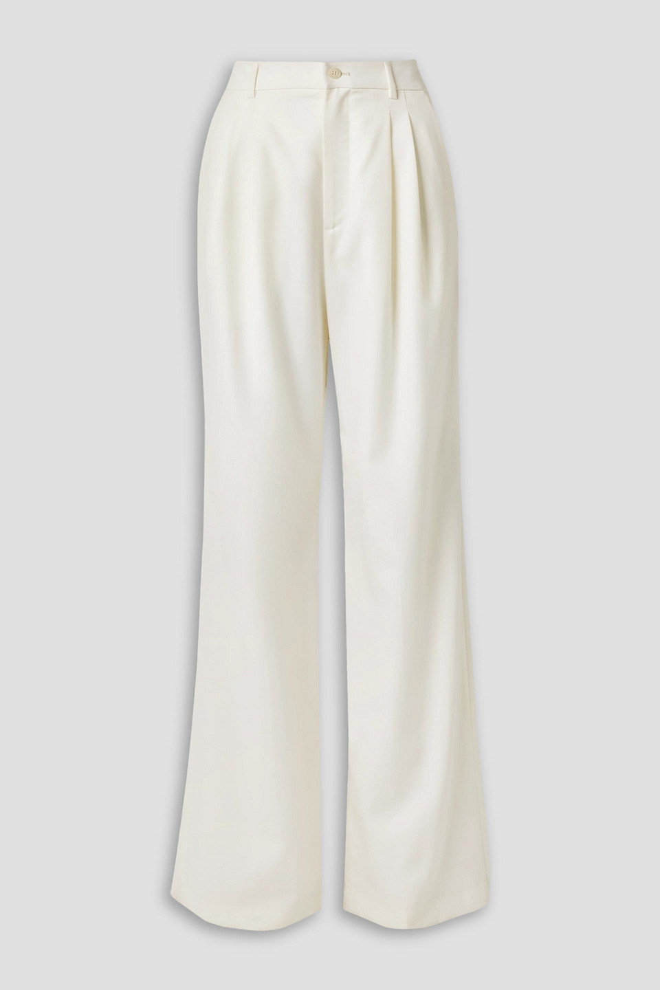 Nili Lotan Flavie Pleated Cotton-blend Twill Wide-leg Trousers In Ivory