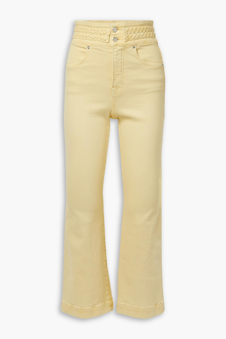 Veronica Beard Carson Cropped High-rise Flared Jeans In Pastel Yellow