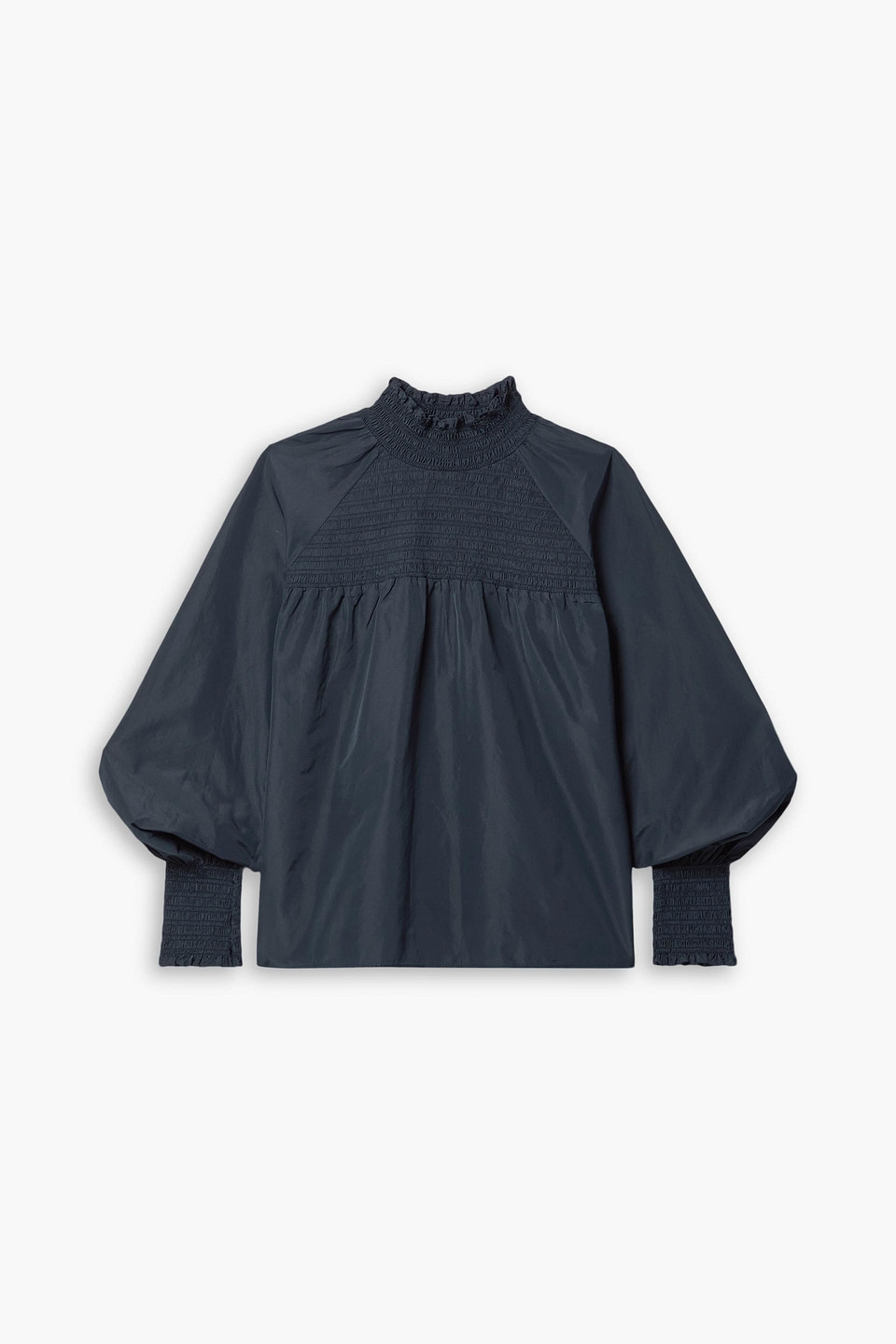 Veronica Beard Vallarta Shirred Shell Blouse In Midnight Blue