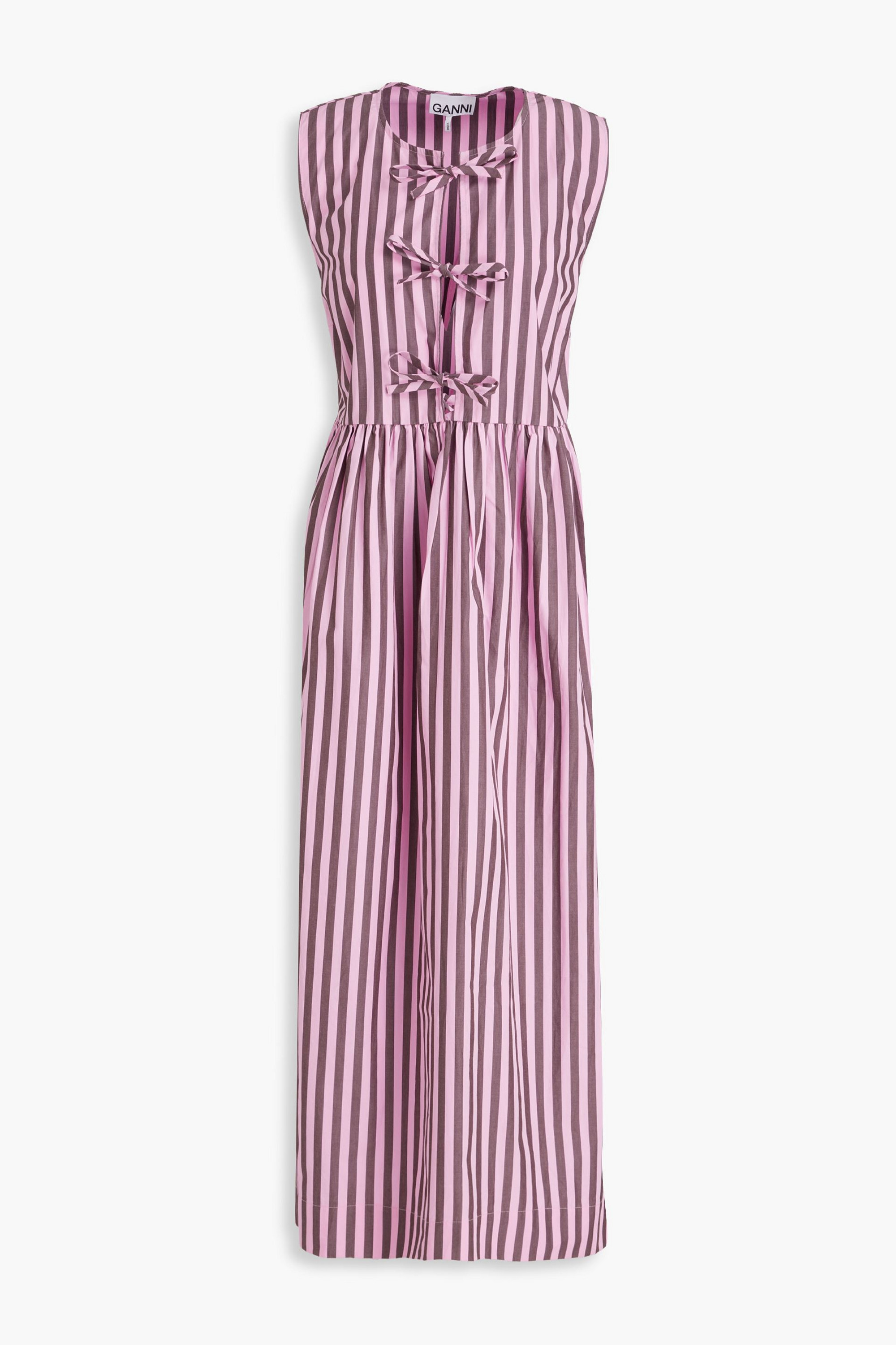 GANNI Striped cotton-poplin midi dress