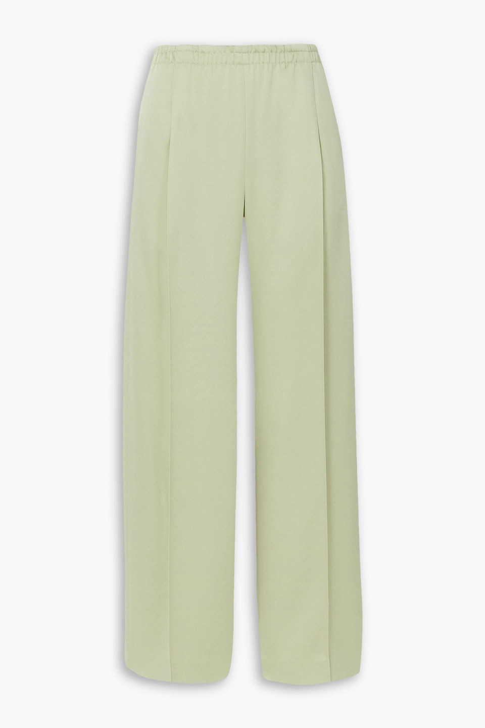 Vince Satin Wide-leg Pants In Light Green