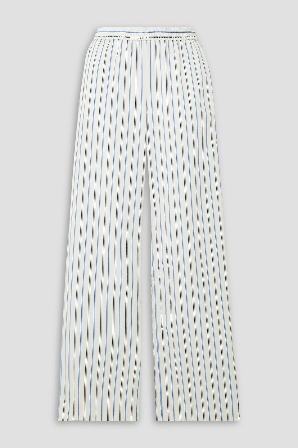 Sébline Striped Cotton-poplin Wide-leg Pants In White