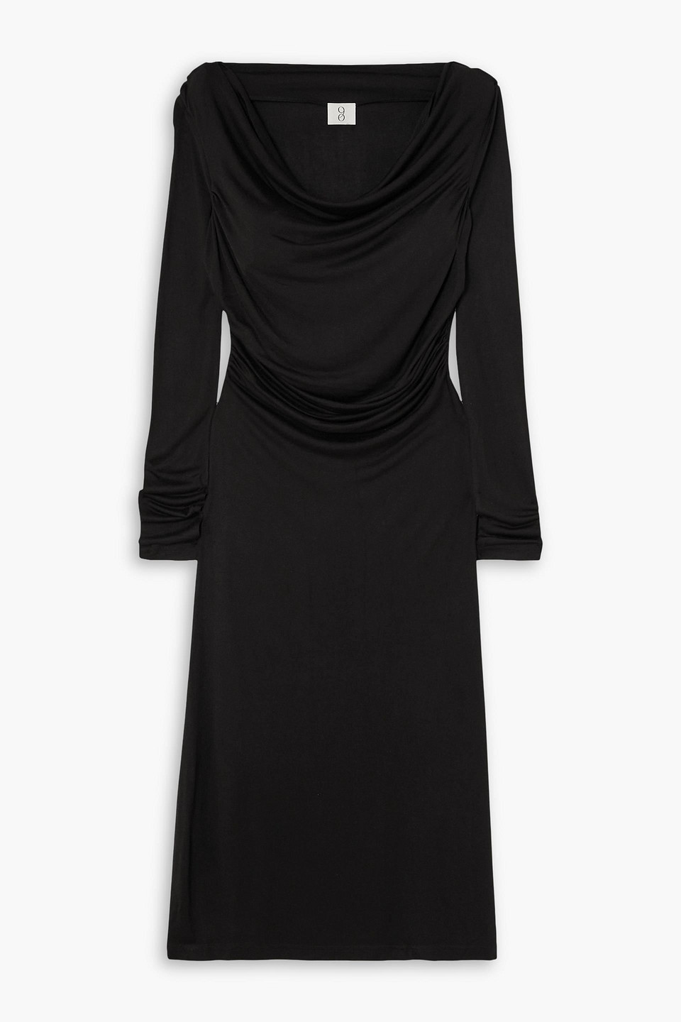 Ninety Percent Inver Draped Lenzing Micromodal Midi Dress In Black