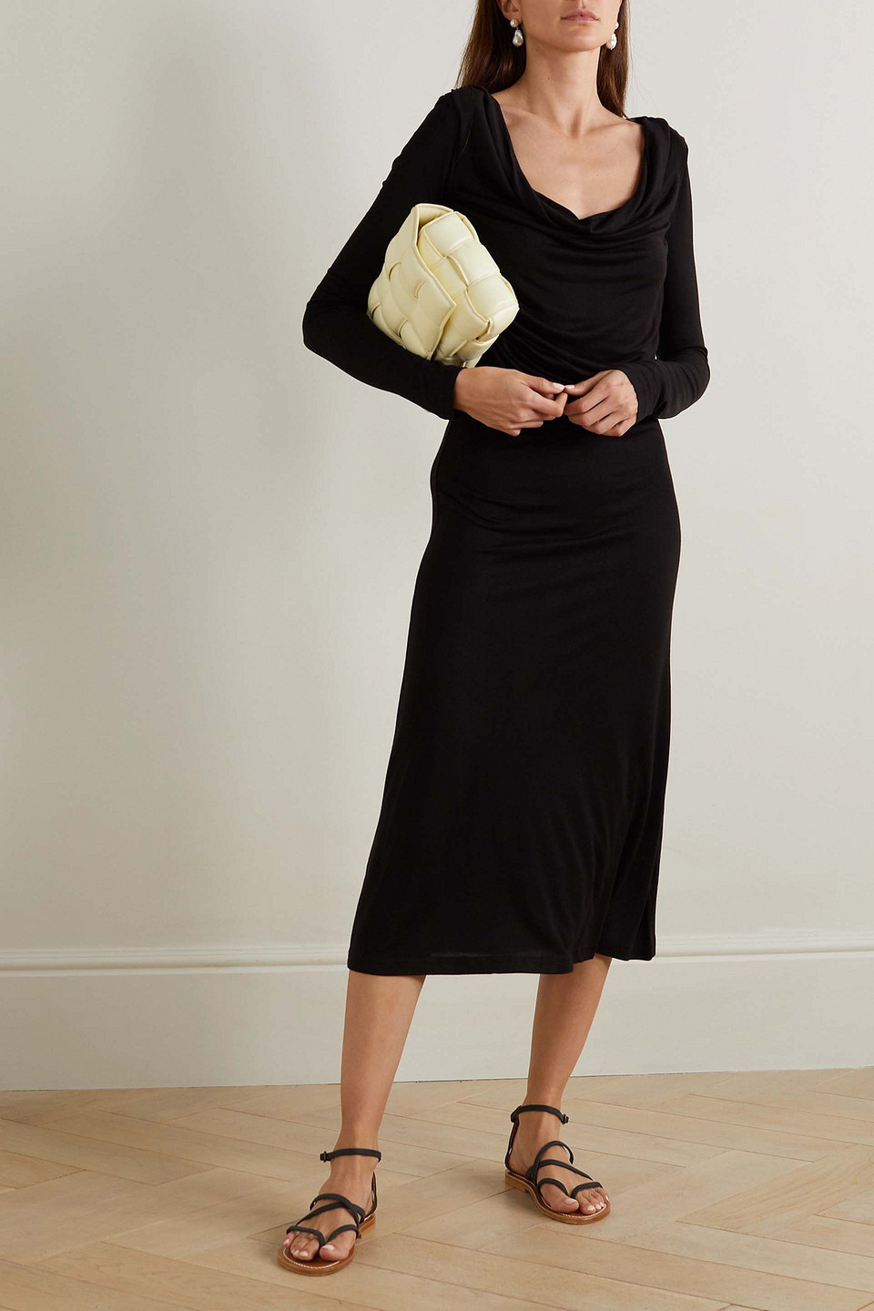 NINETY PERCENT INVER DRAPED STRETCH-MICRO MODAL MIDI DRESS
