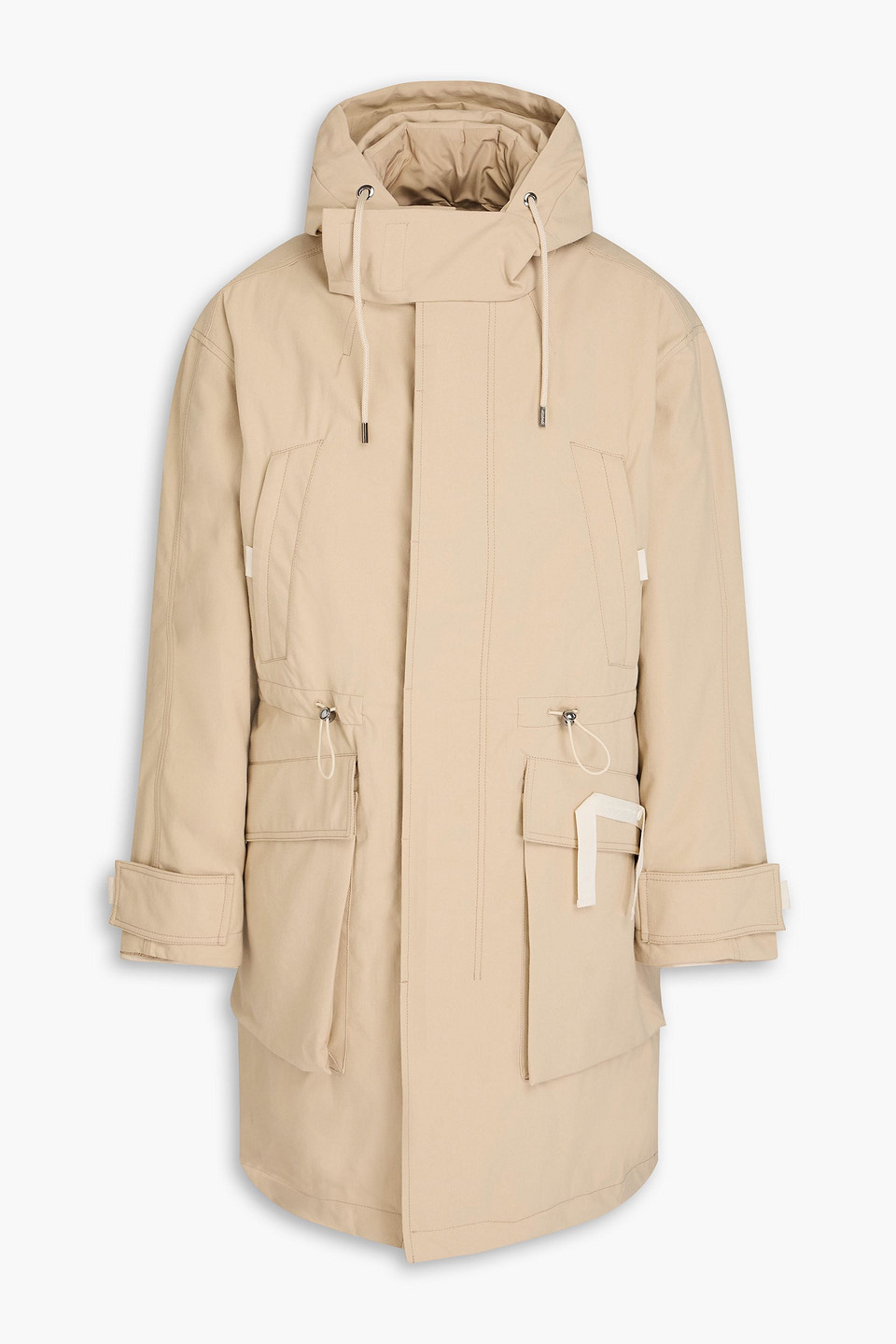 Jacquemus Relaxed-fit Hooded Cotton Coat With Concealed Placket In Neutral
