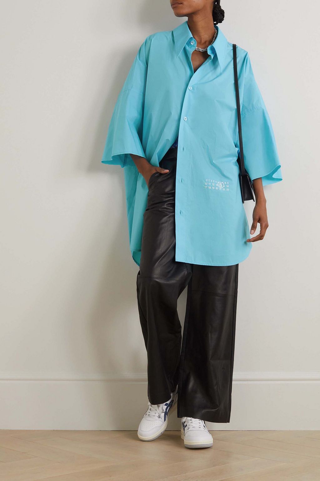 MM6 MAISON MARGIELA Oversized embroidered cotton-poplin shirt