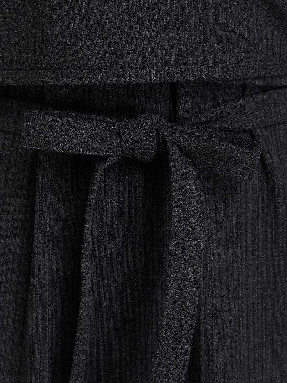 cutout wrap-effect ribbed-knit midi dress