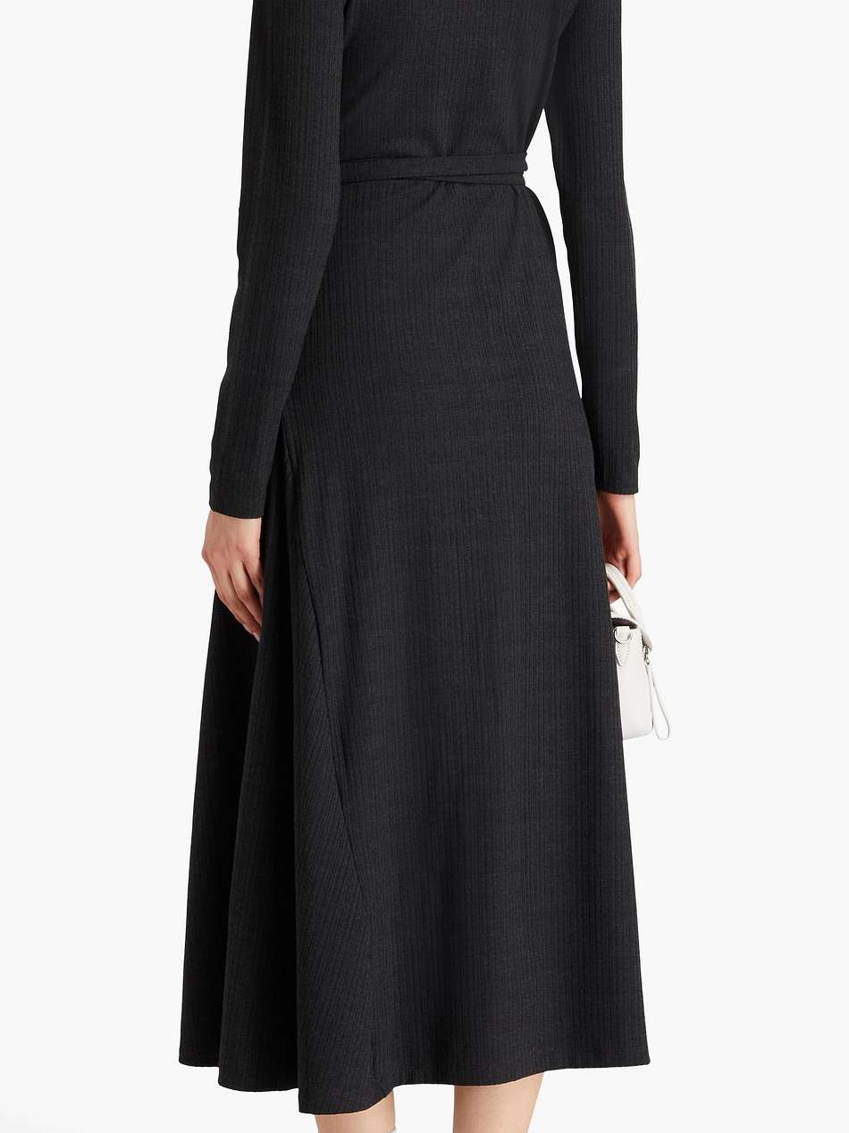 cutout wrap-effect ribbed-knit midi dress