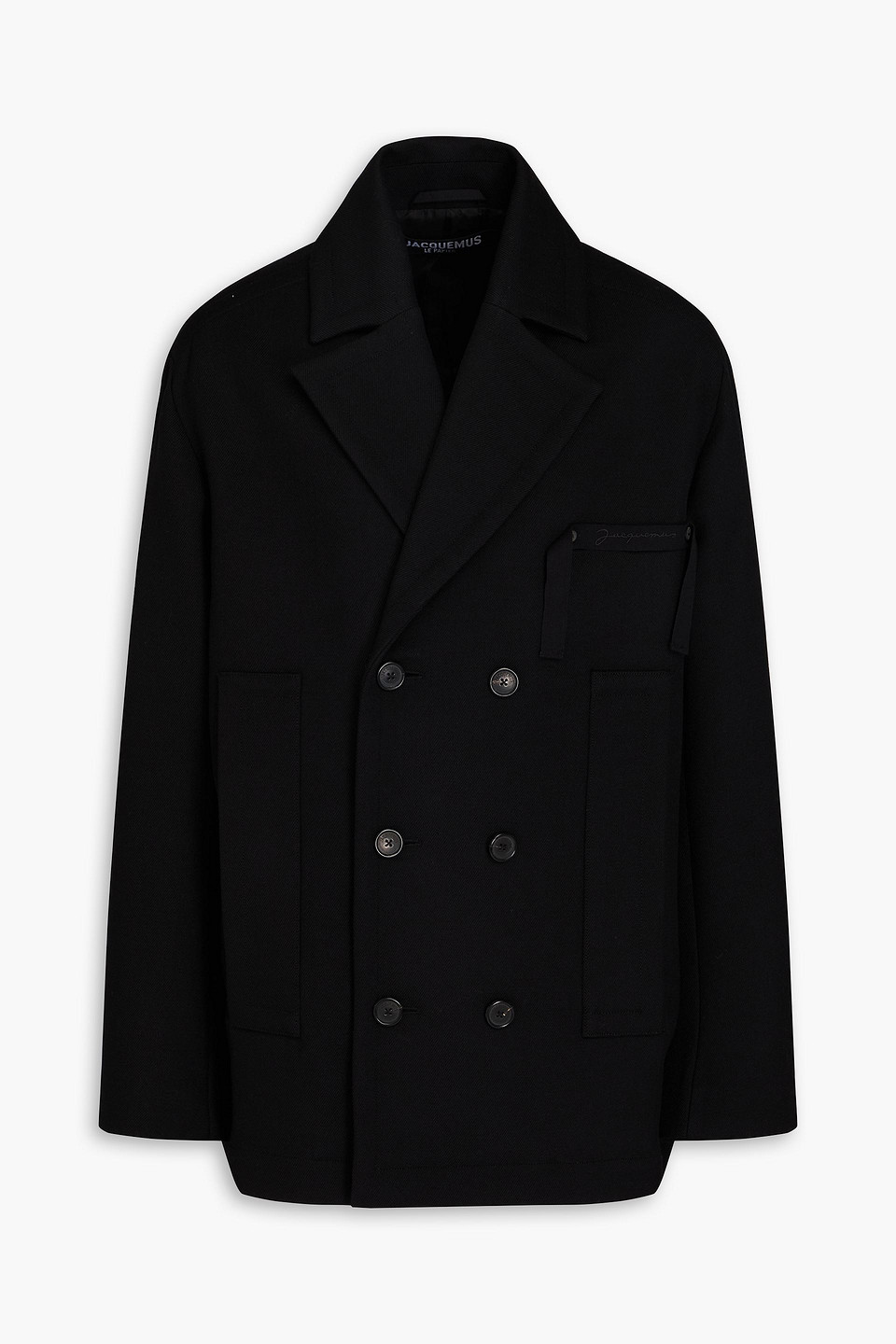 Double-breasted wool-twill peacoat