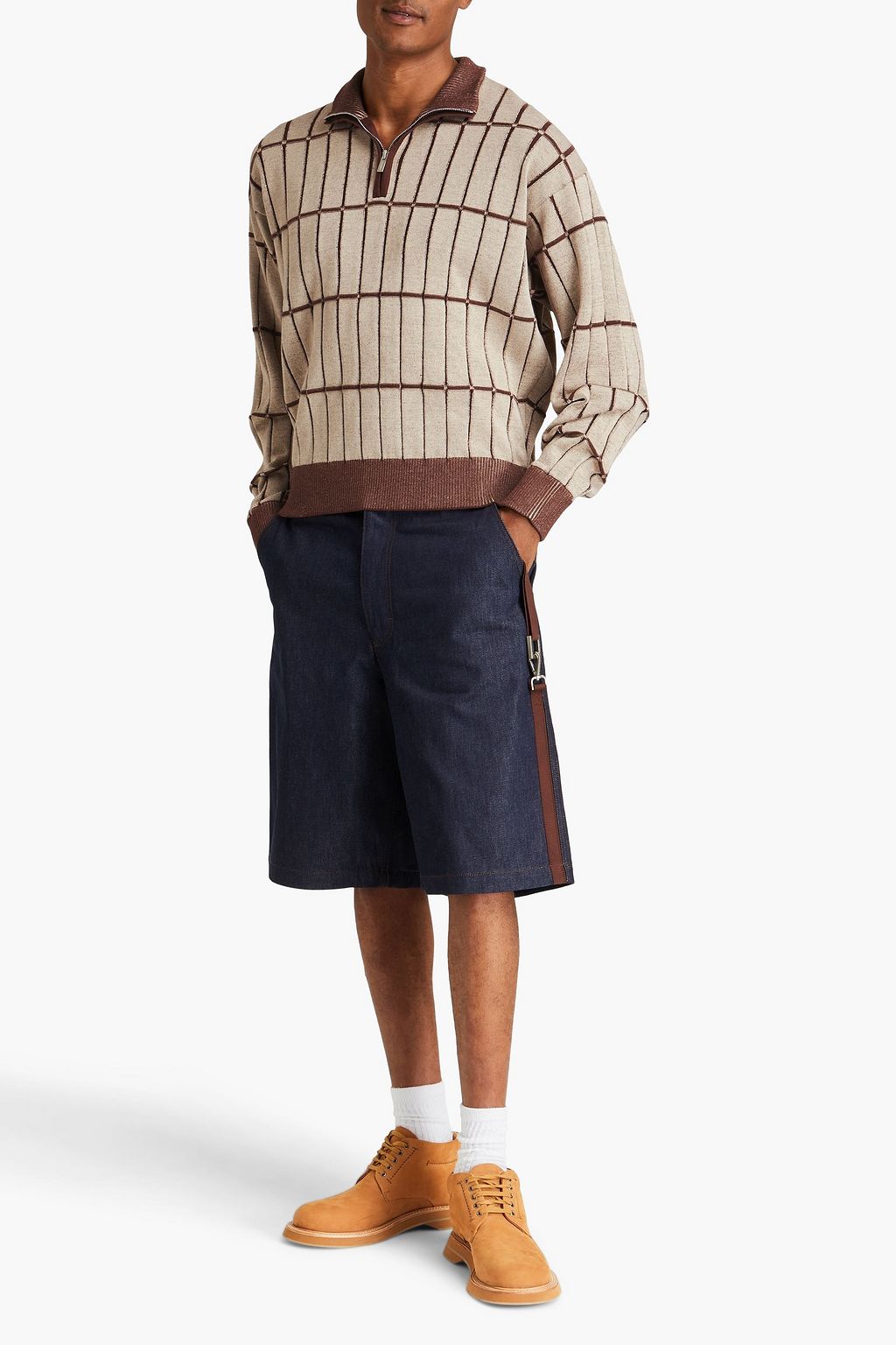 JACQUEMUS Malha jacquard-knit half-zip sweater