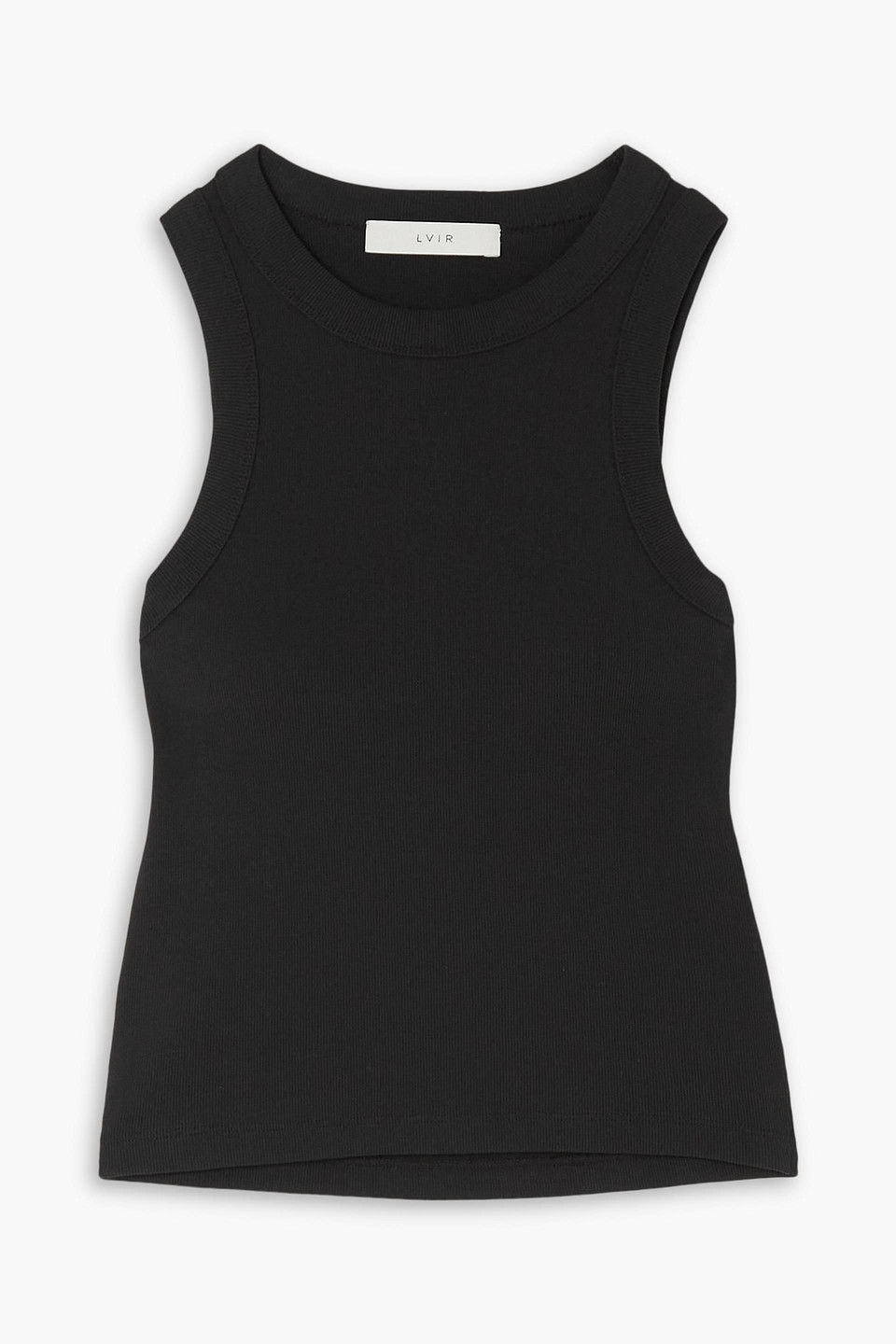 Lvir Cutout Ribbed Stretch-cotton Tank In Black