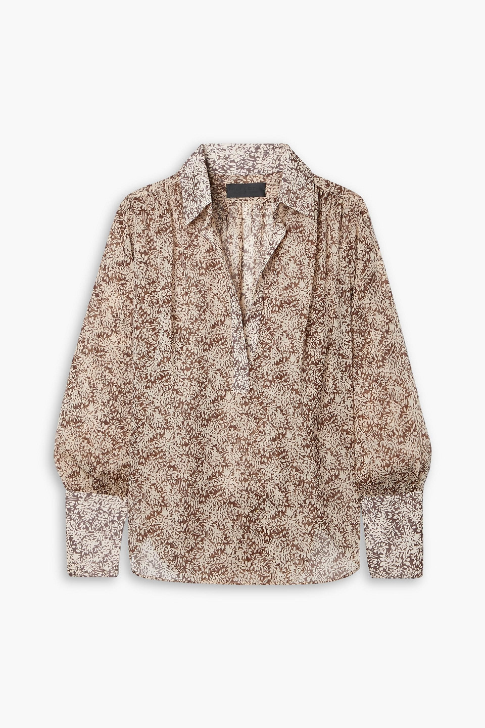Nili Lotan Colleen Floral-print Silk-georgette Blouse In Beige