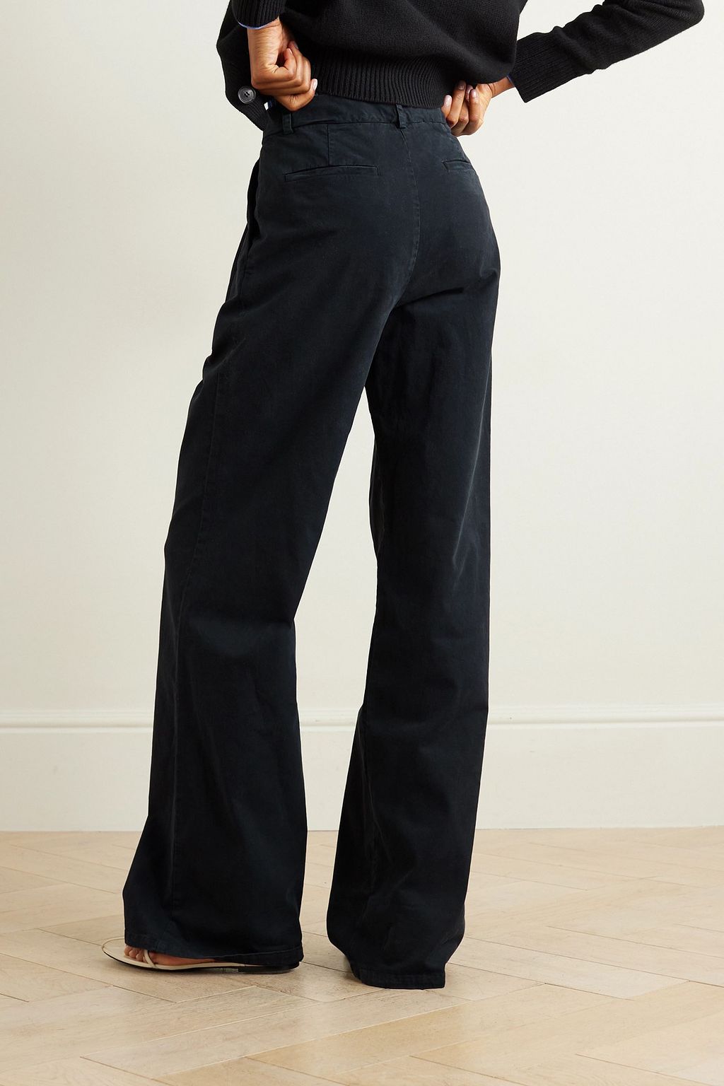NILI LOTAN Flavie stretch-cotton twill wide-leg pants