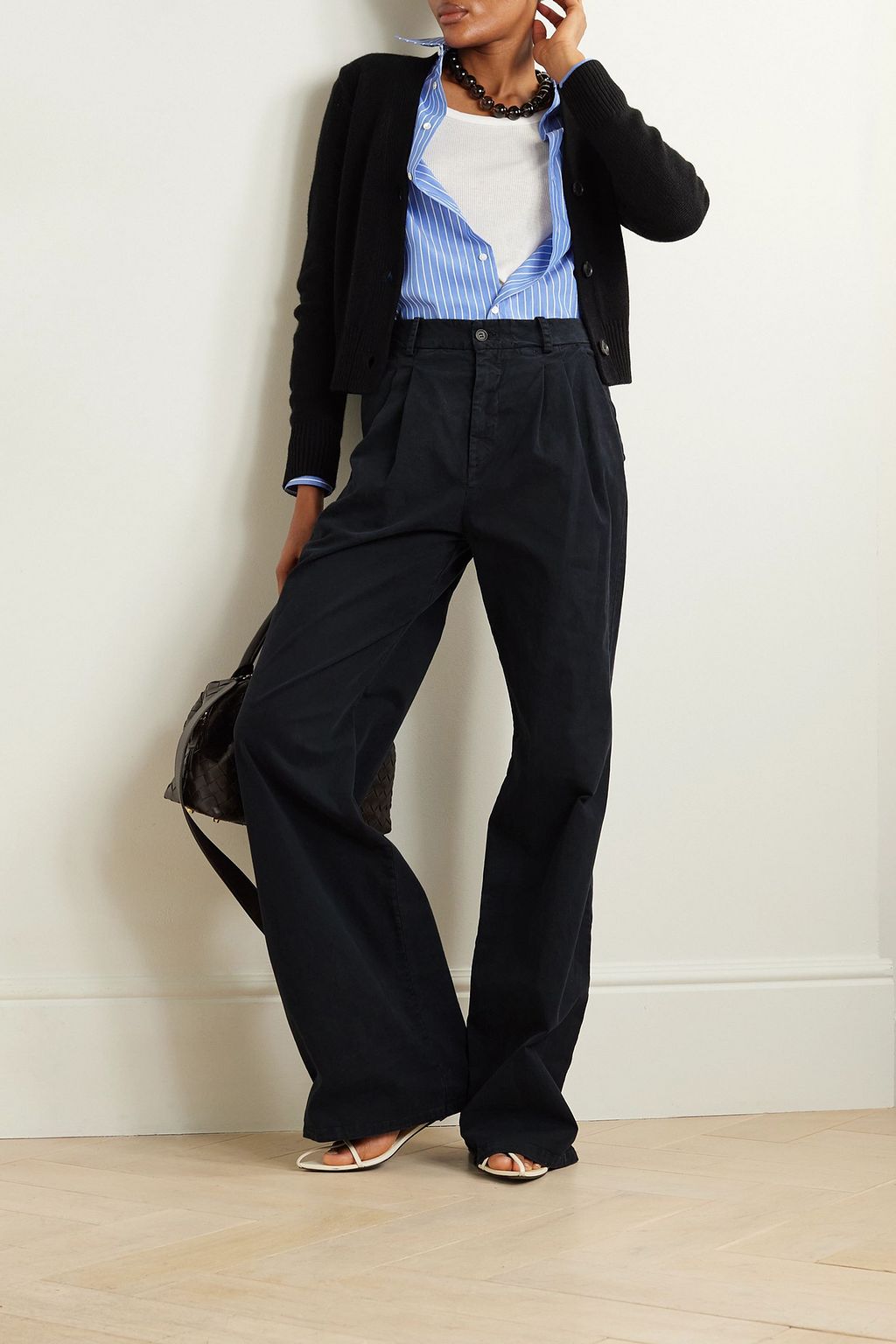 NILI LOTAN Flavie stretch-cotton twill wide-leg pants