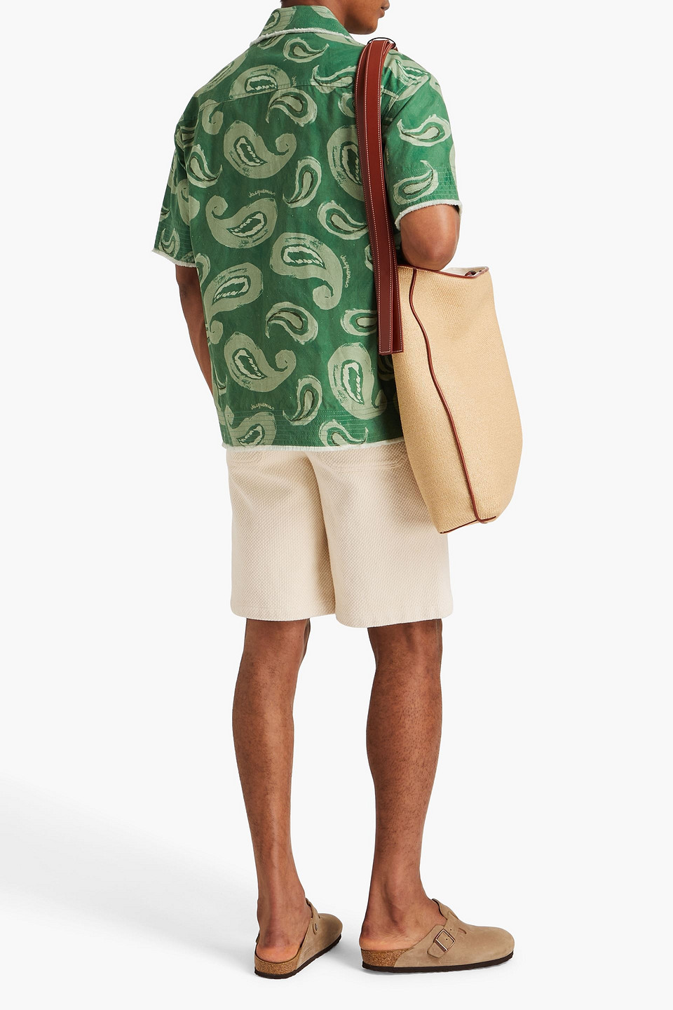 Jacquemus Artichaut Frayed Cotton-canvas Shirt In Green
