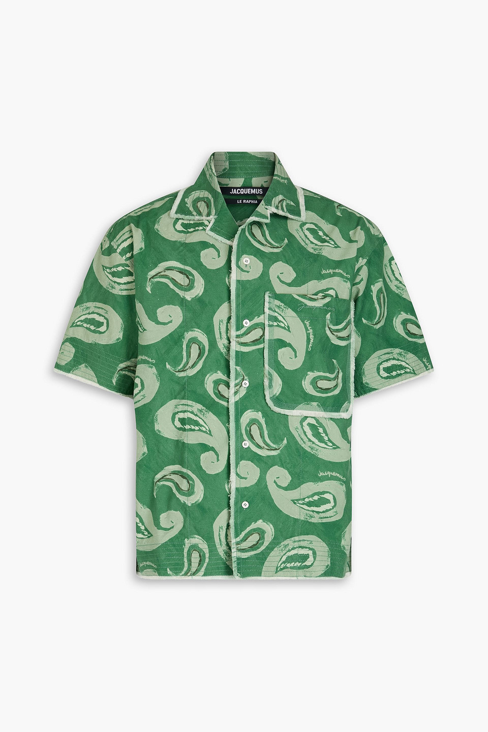 Jacquemus Artichaut Frayed Cotton-canvas Shirt In Green