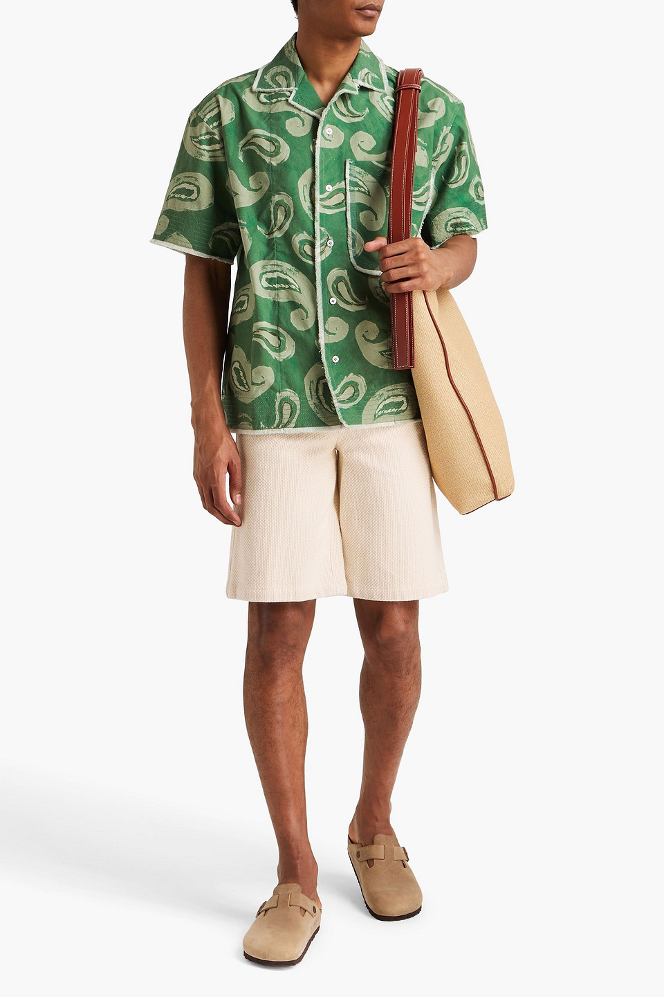 Jacquemus Artichaut Frayed Cotton-canvas Shirt In Green