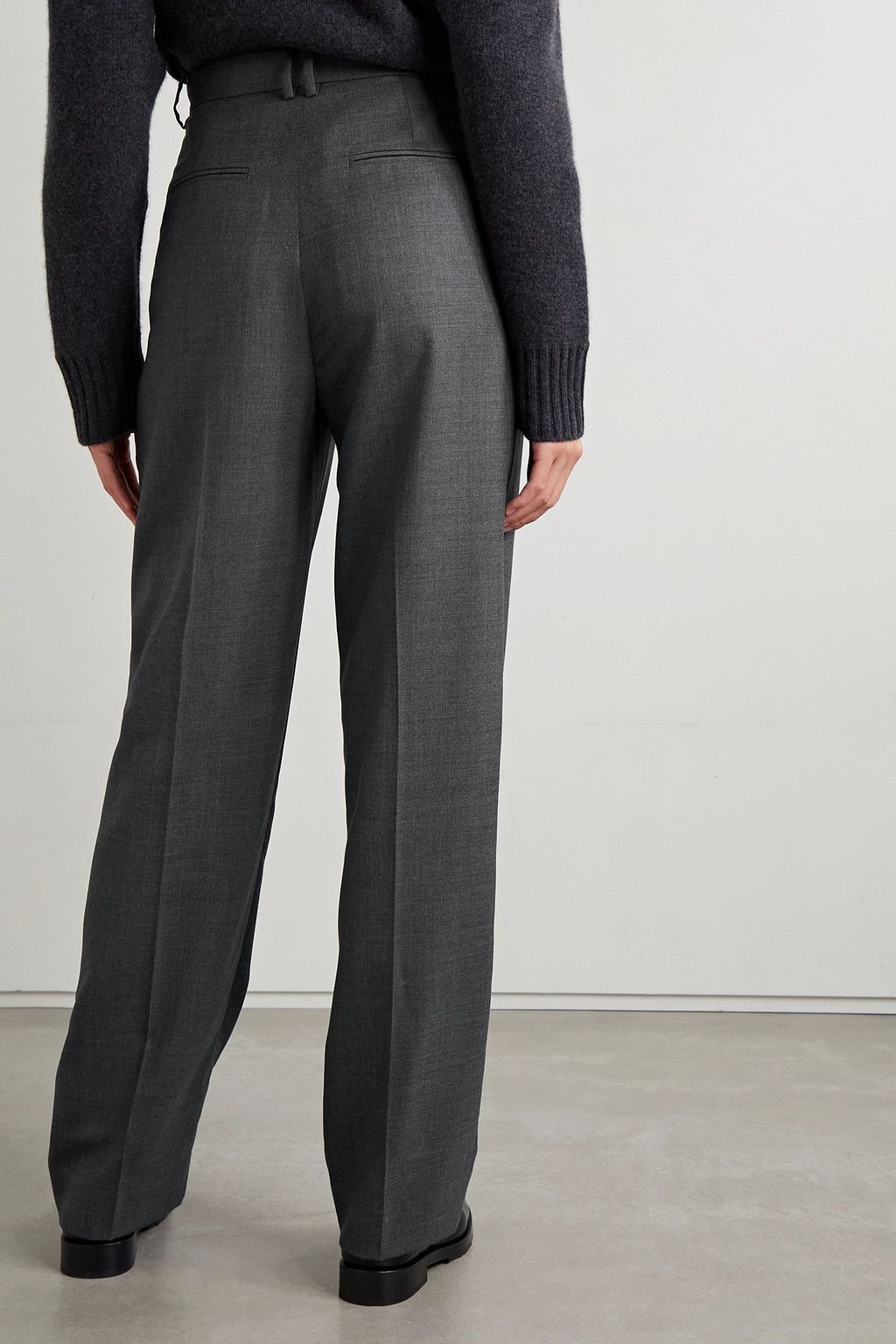 NILI LOTAN Abella pleated wool-twill straight-leg pants