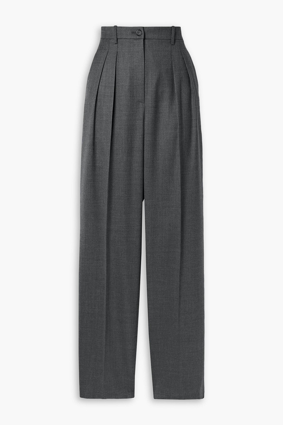 Nili Lotan Abella Pleated Wool-twill Straight-leg Pants In Dark Gray