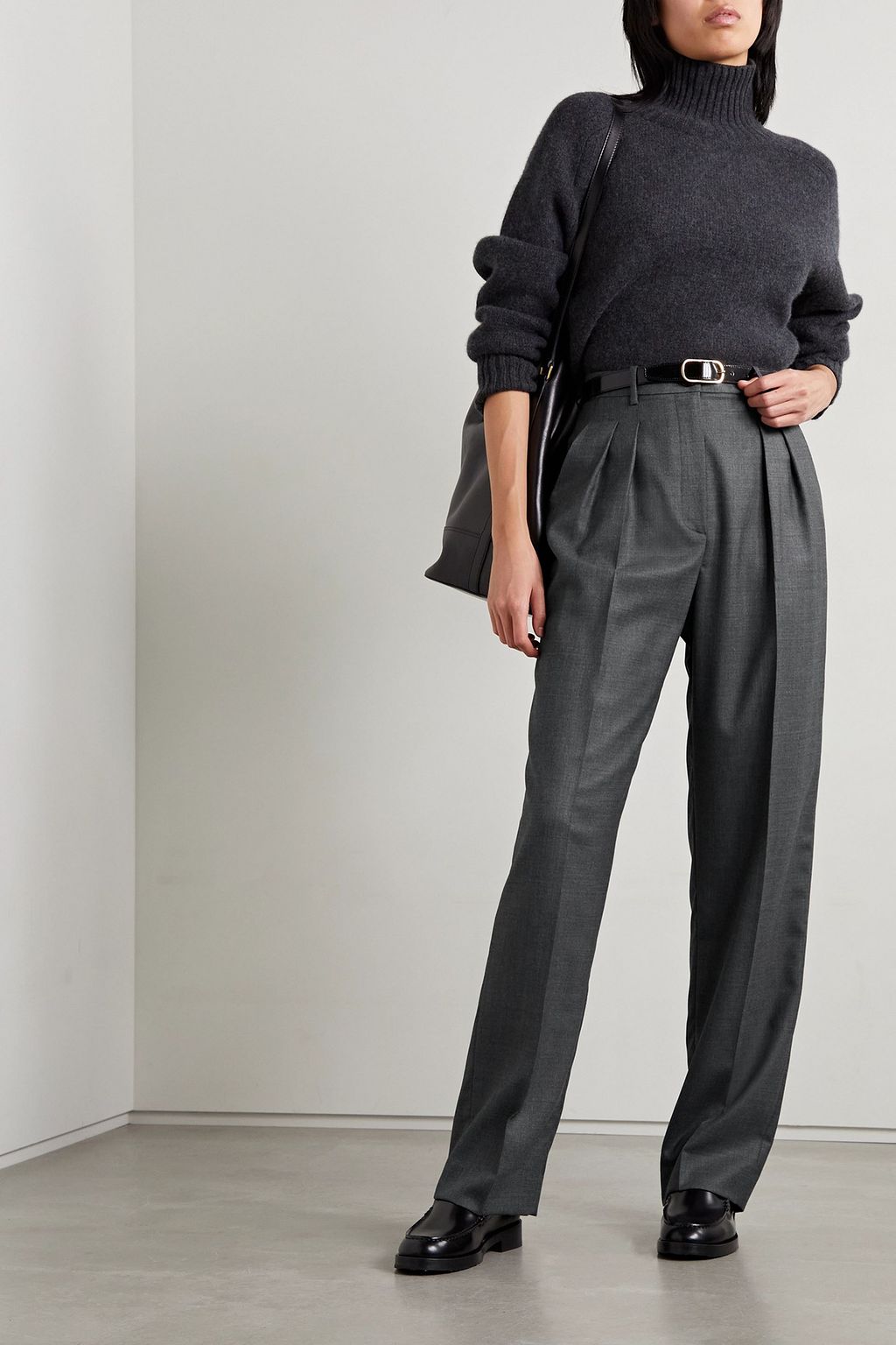 NILI LOTAN Abella pleated wool-twill straight-leg pants