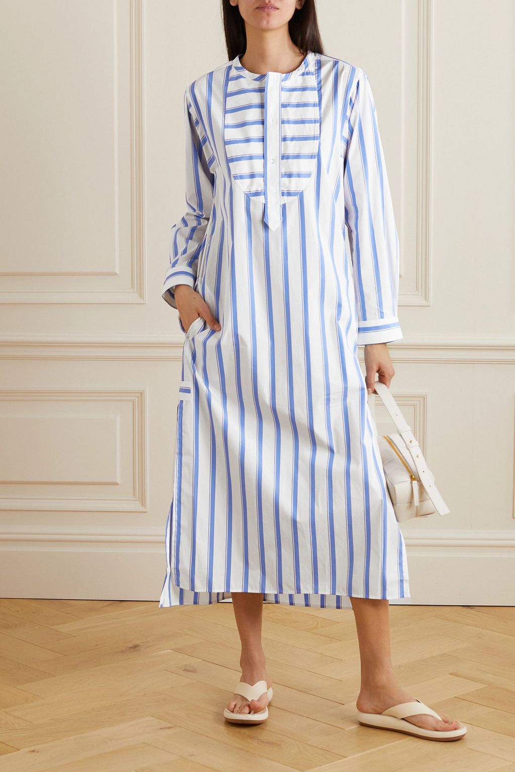 SÉBLINE Striped cotton-poplin kaftan