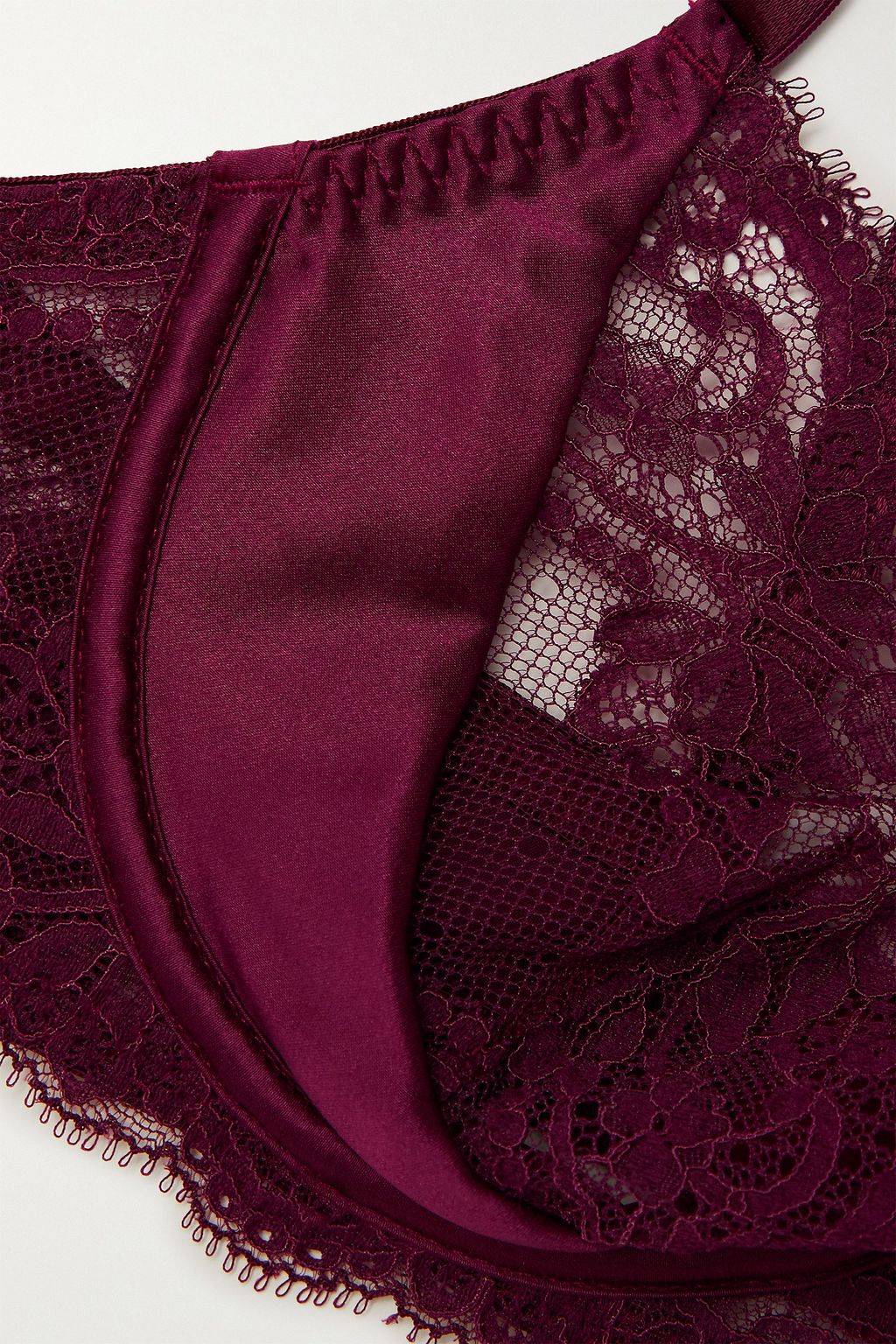 COCO DE MER Seraphine silk-blend satin and lace underwired plunge bra