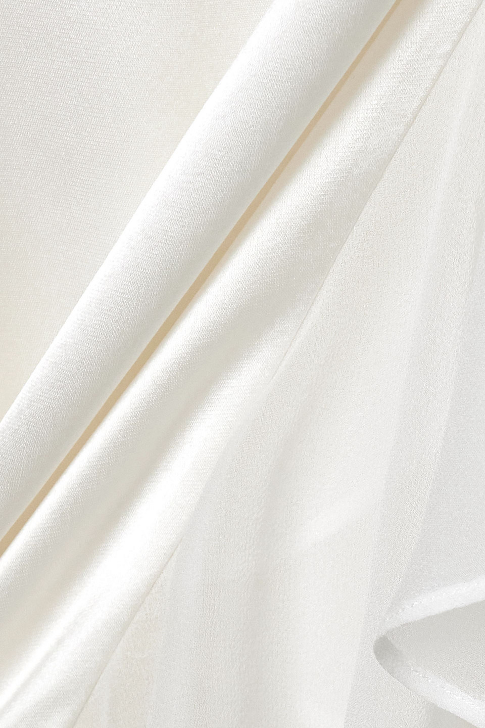 RETROFÉTE LORELAI ASYMMETRIC CHIFFON-TRIMMED SATIN DRESS