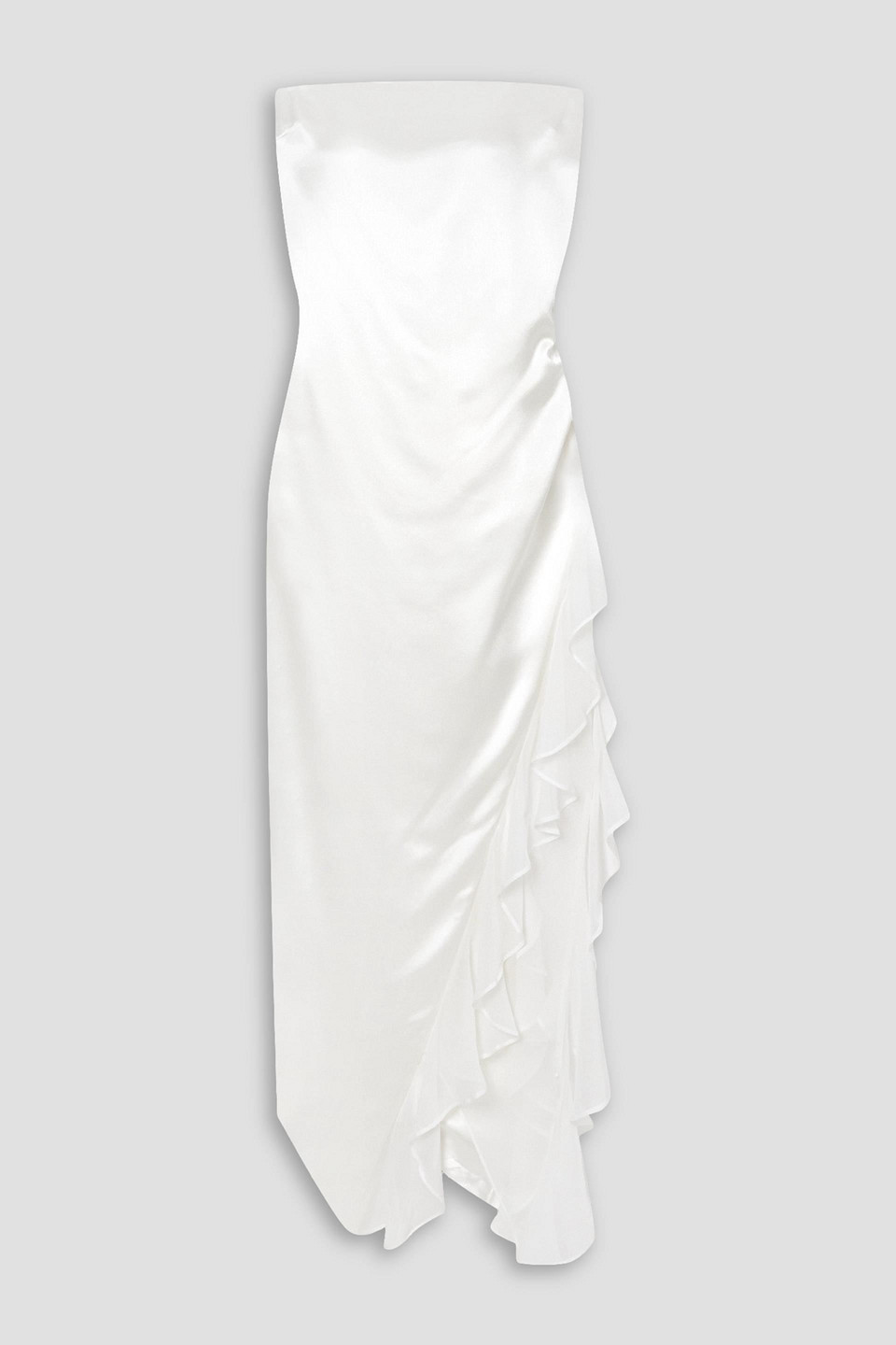 Retroféte Lorelai Asymmetric Chiffon-trimmed Satin Dress In Ivory