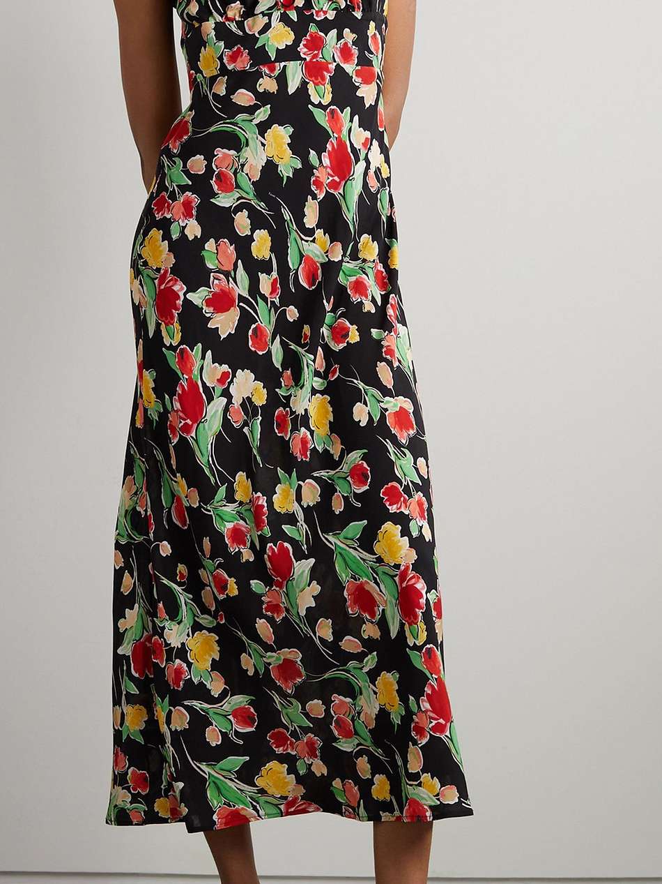 marisa tie-detailed floral-print crepe de chine midi dress