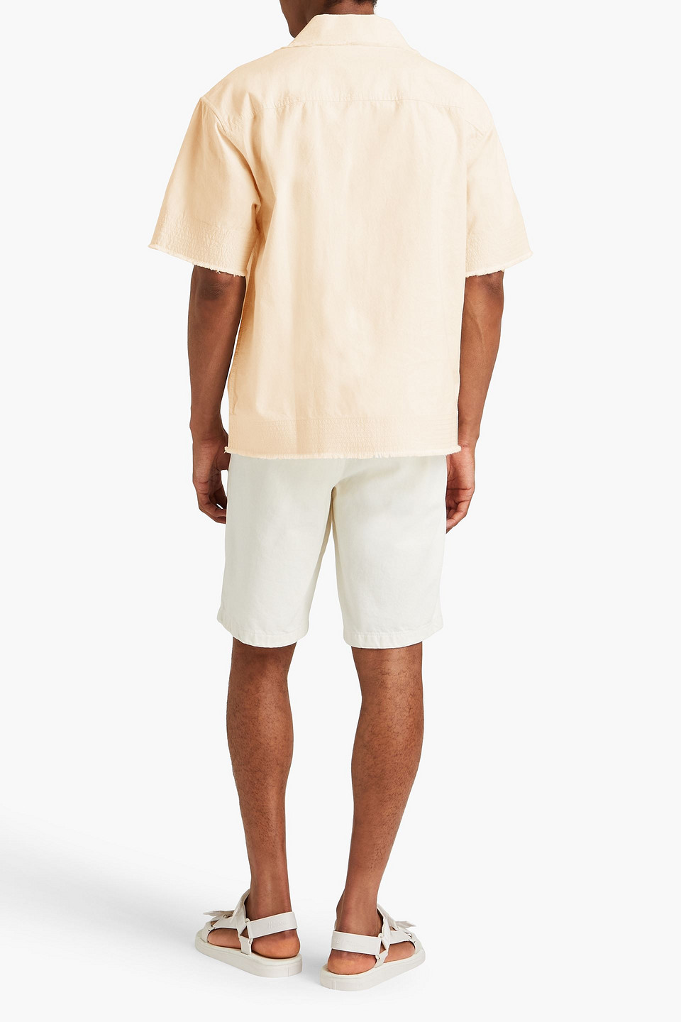 Jacquemus Artichaut Frayed Cotton-canvas Shirt In Panna