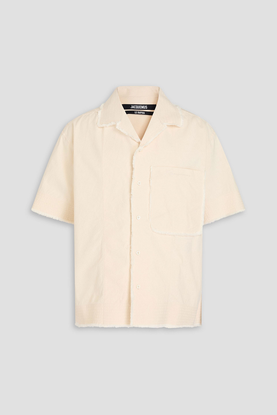 Jacquemus Artichaut Frayed Cotton-canvas Shirt In Panna