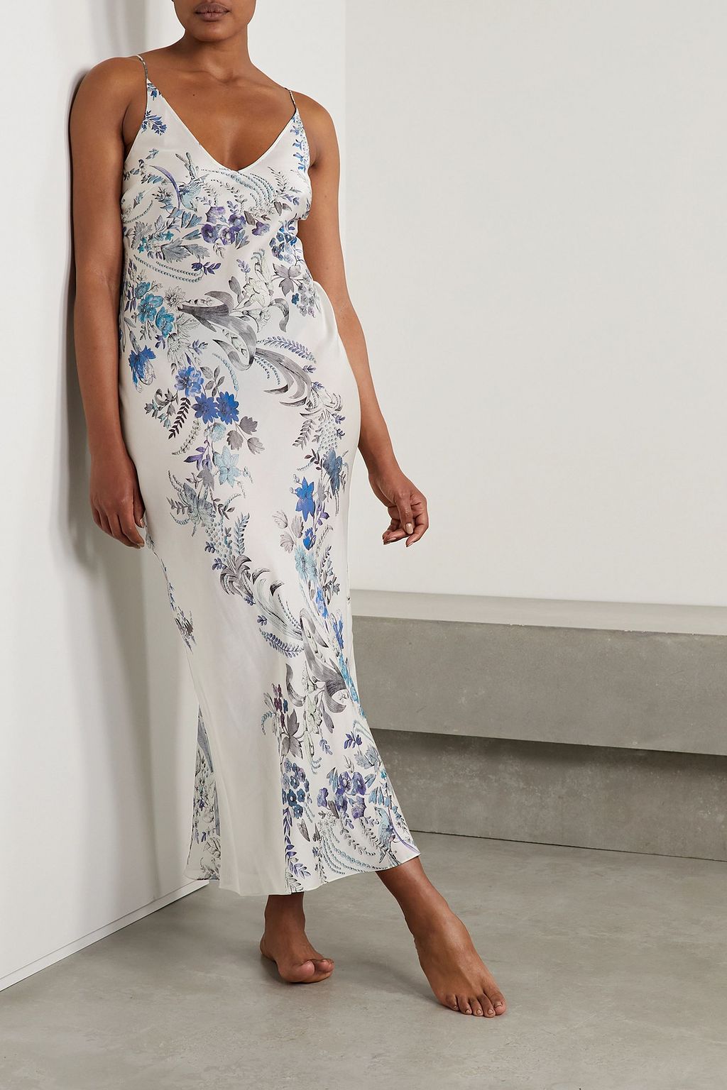 CARINE GILSON Floral-print silk-satin chemise
