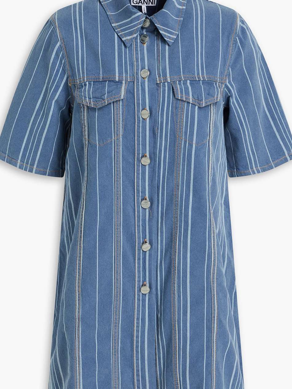 striped denim mini shirt dress