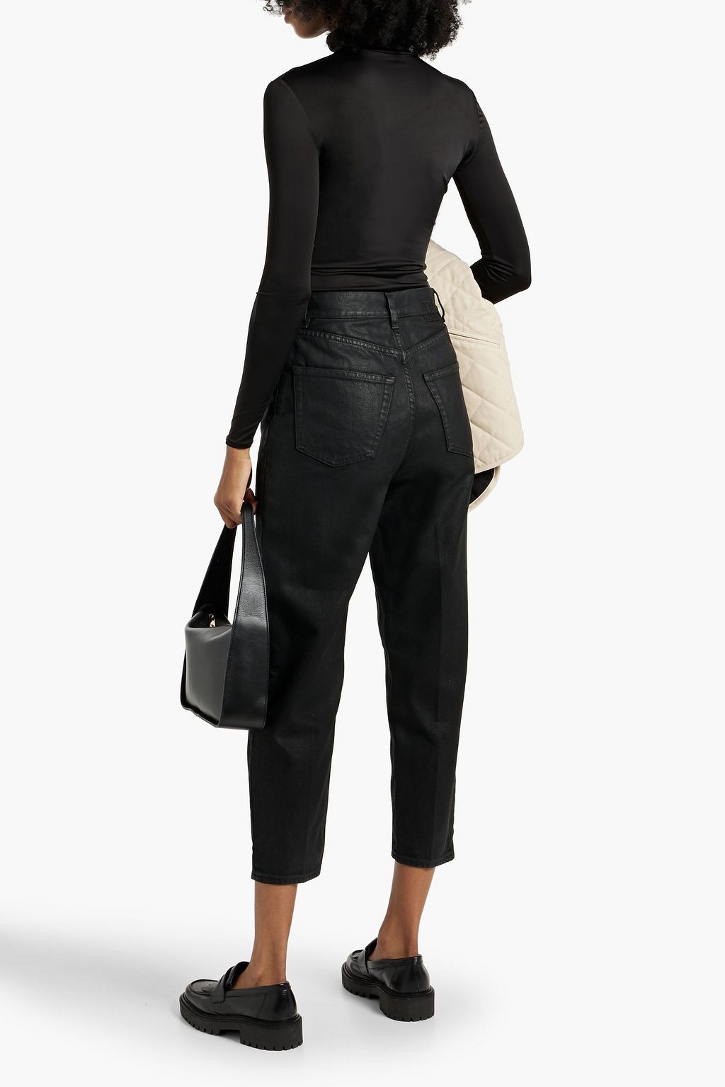 TOTEME Cropped waxed high-rise tapered pants