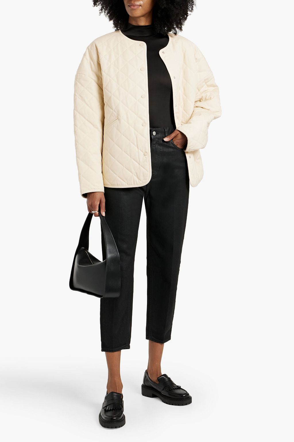 TOTEME Cropped waxed high-rise tapered pants