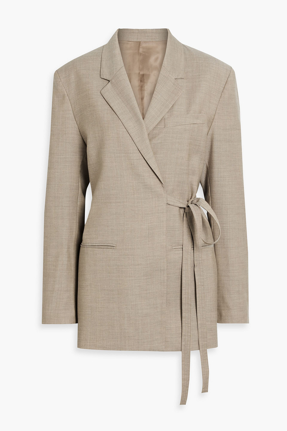 Shop Totême Wool-twill Wrap Blazer In Beige