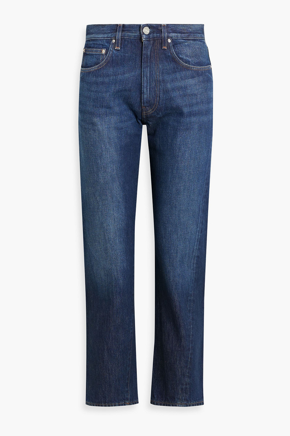 Totême Cropped High-rise Straight-leg Jeans In Dark Denim