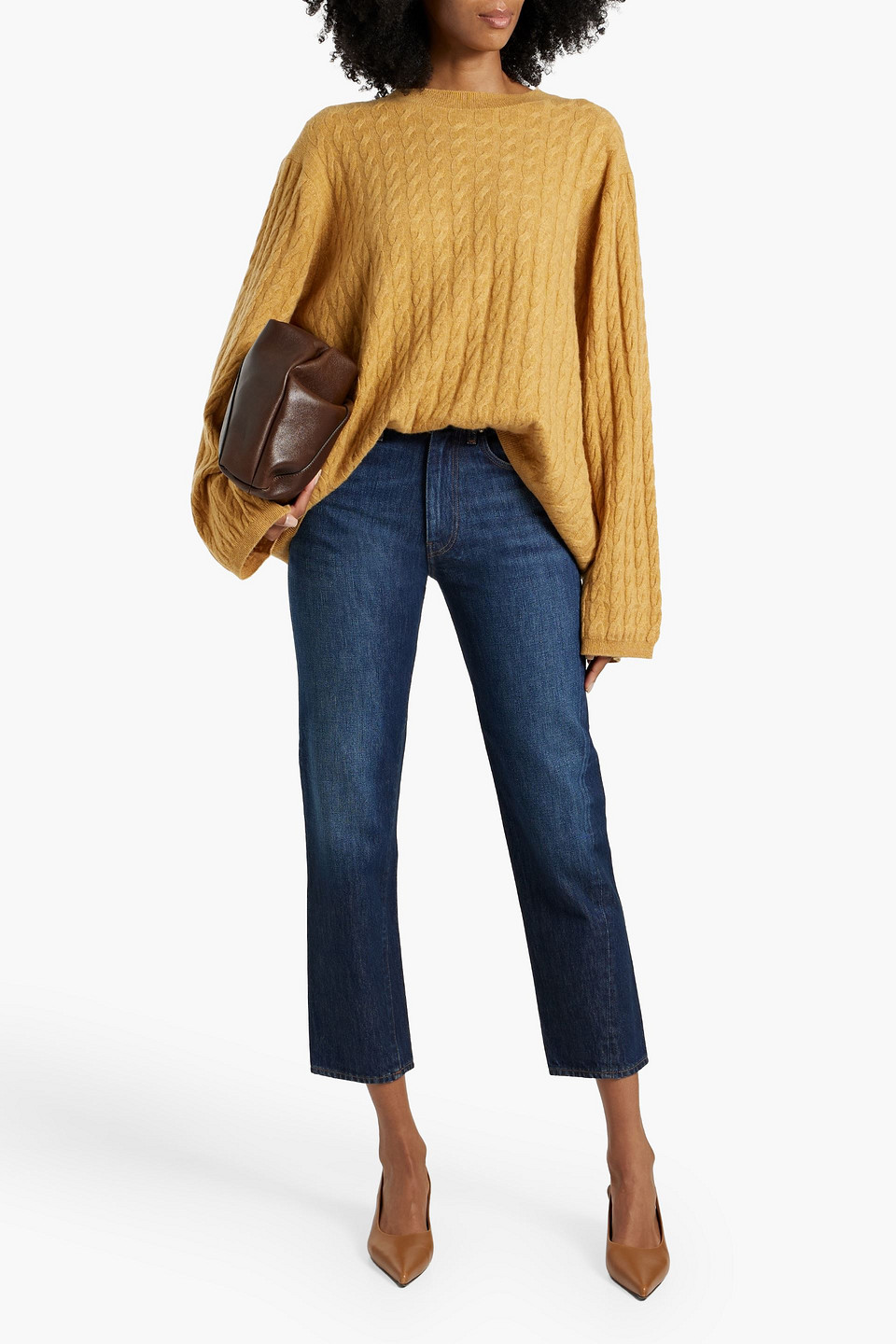 Totême Cropped High-rise Straight-leg Jeans In Dark Denim