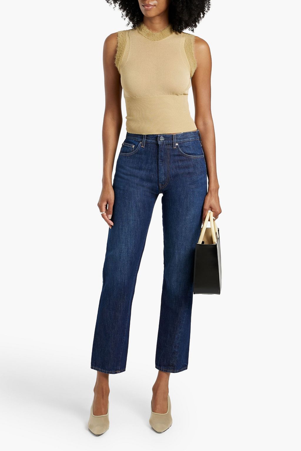 TOTEME Cropped high-rise straight-leg jeans