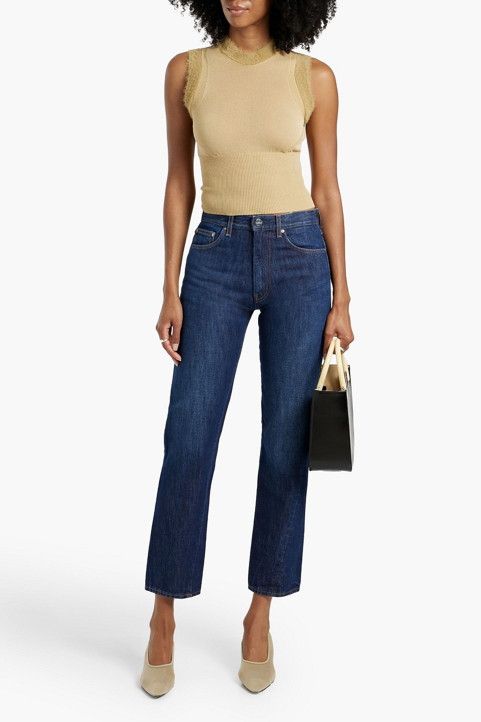 Totême Cropped High-rise Straight-leg Jeans In Blue