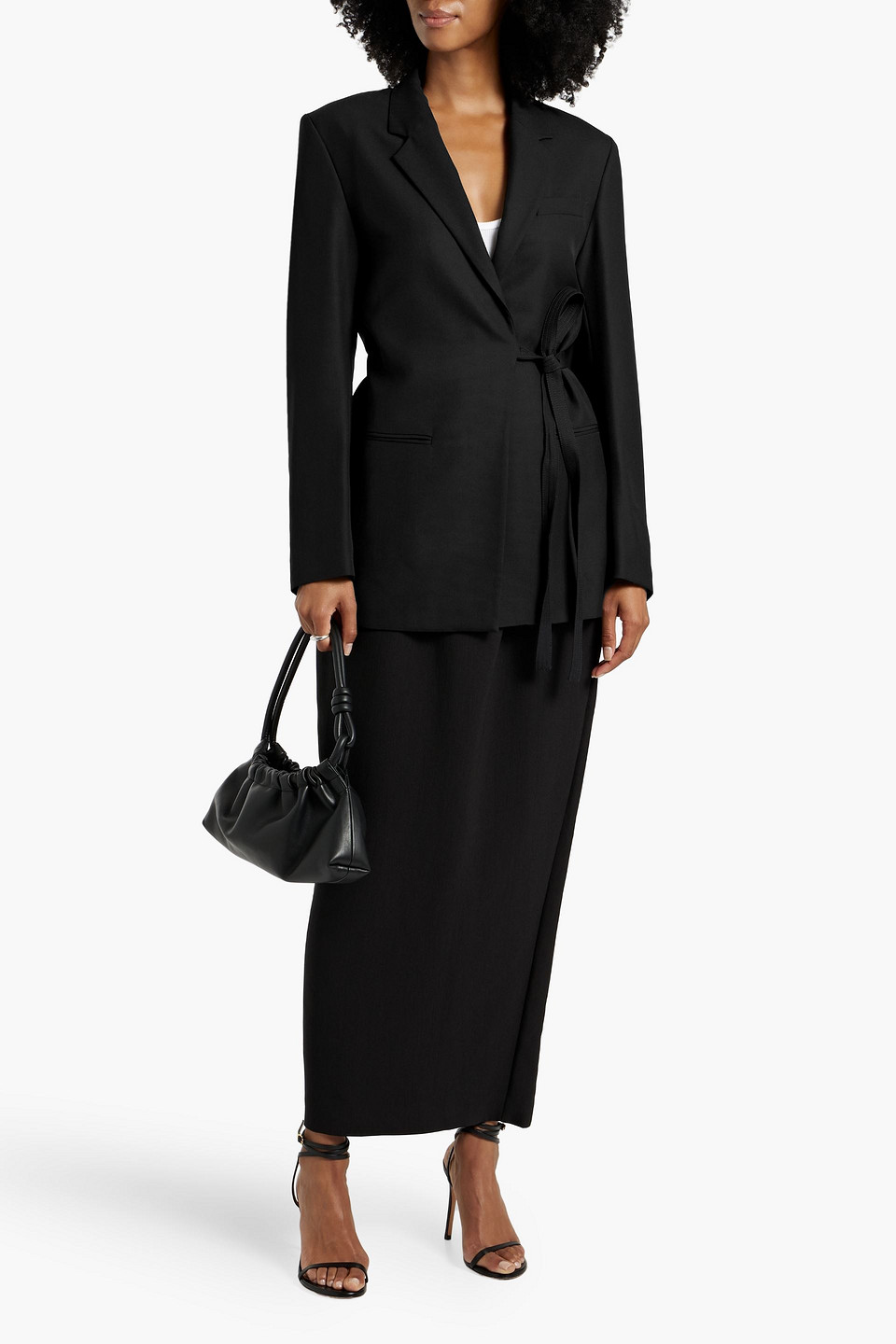 Totême Grain De Poudre Wrap Blazer In Black