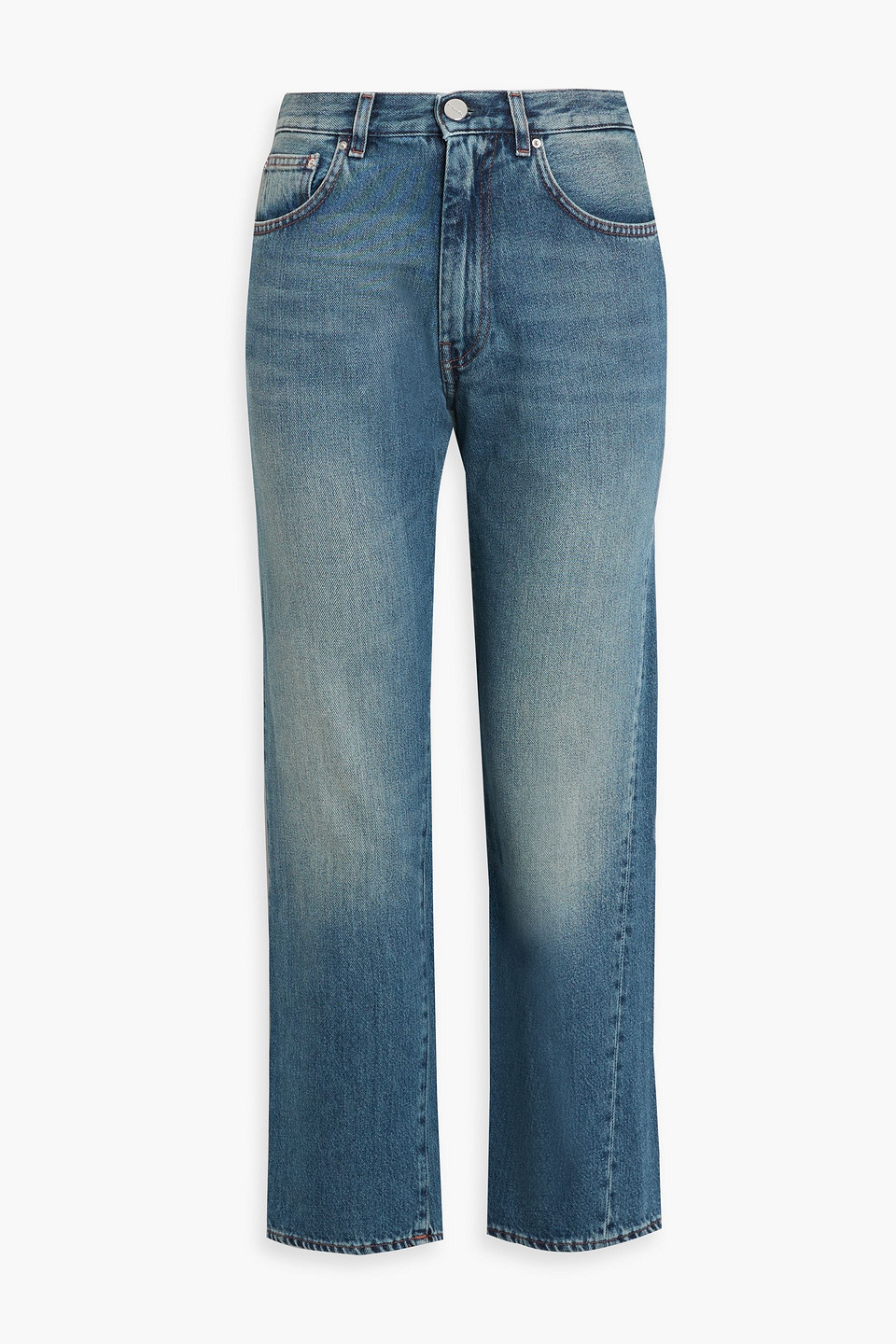 Totême Cropped High-rise Straight-leg Jeans In Mid Denim