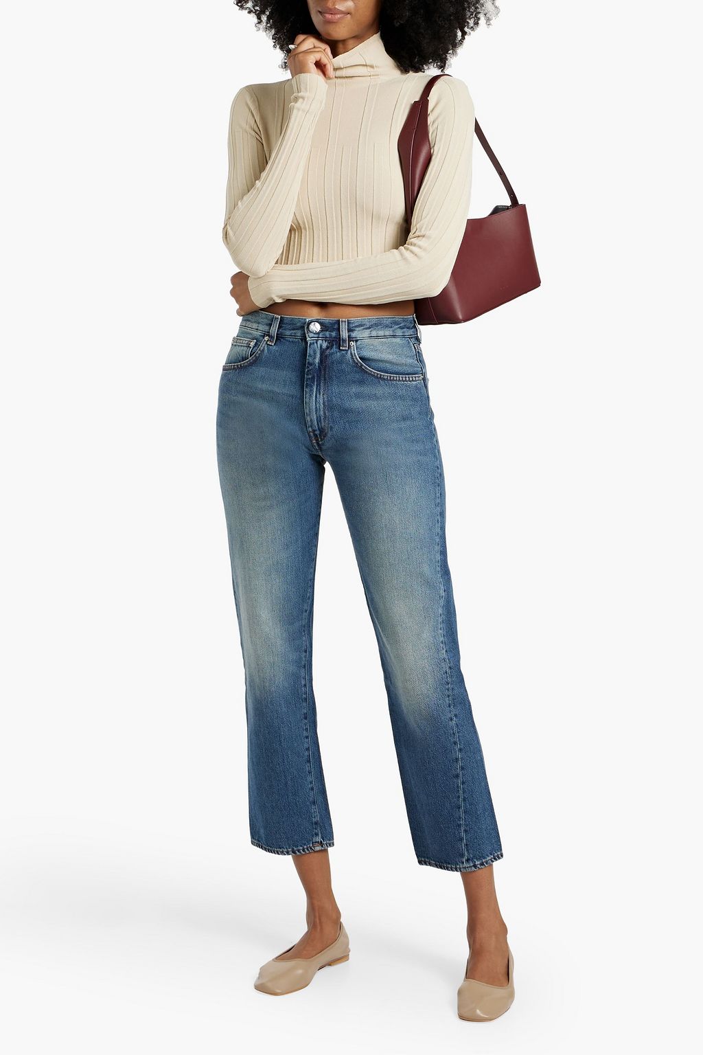TOTEME Cropped high-rise straight-leg jeans