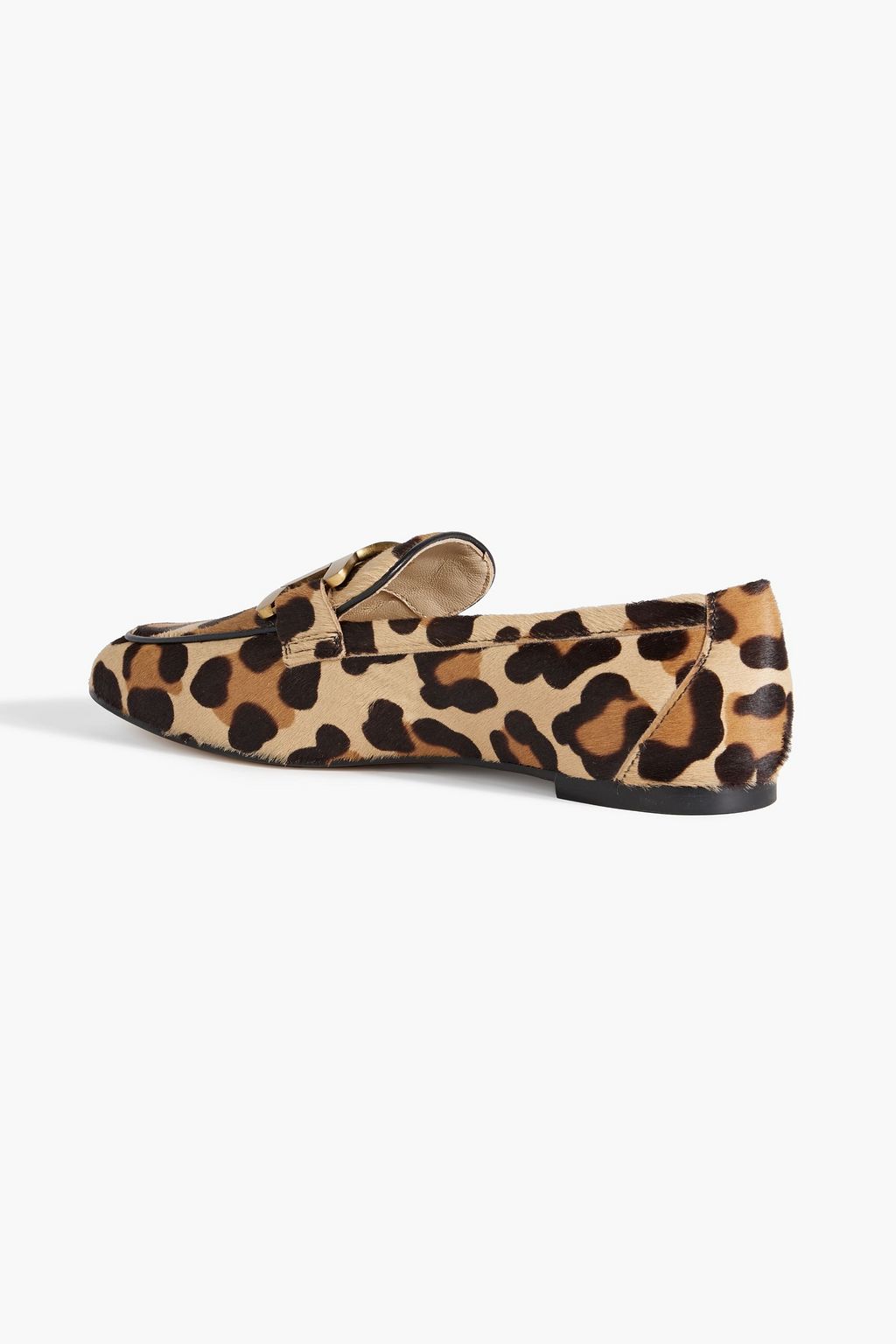 TOD'S Kate chain-embellished leopard-print calf-hair loafers