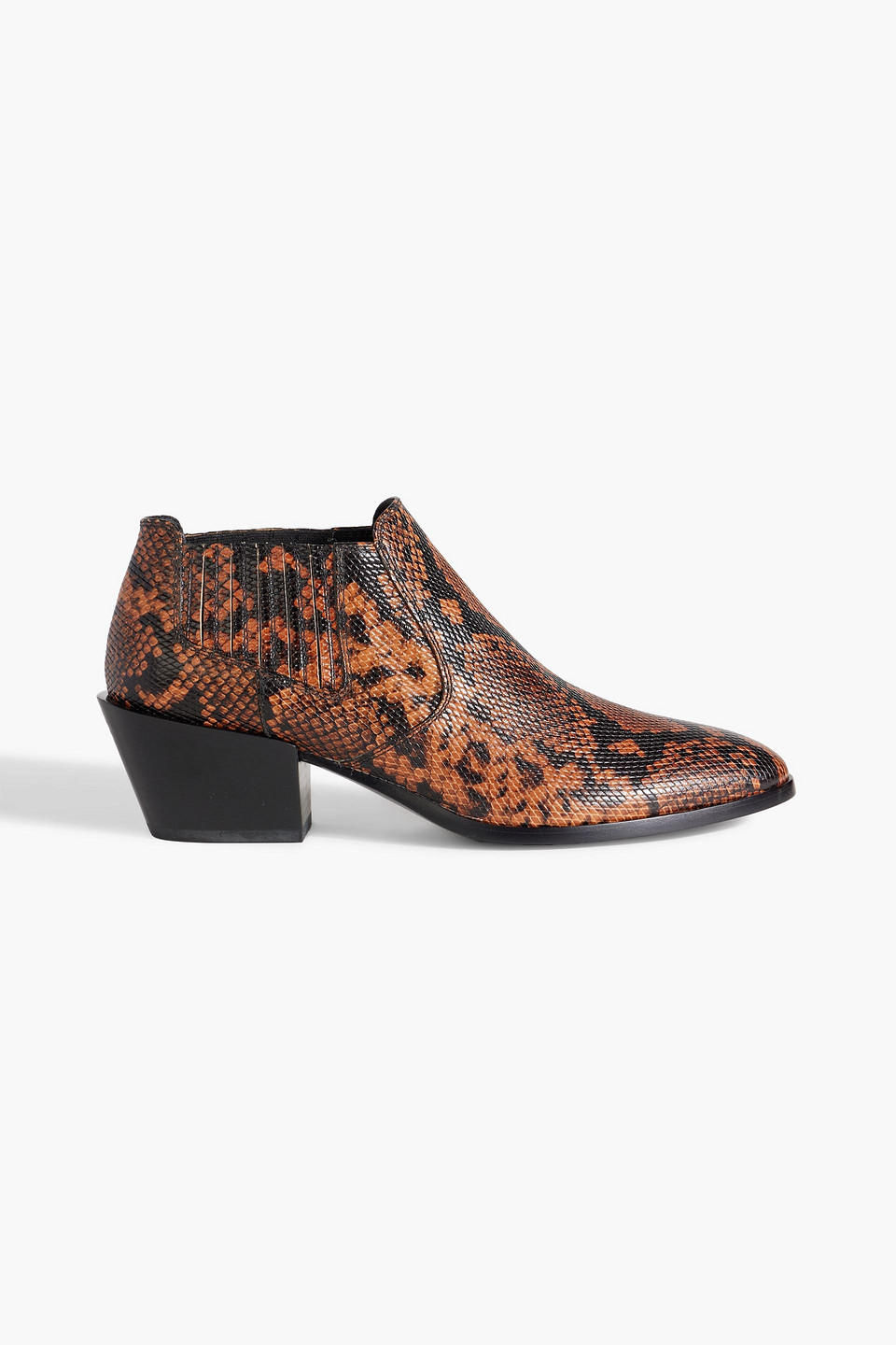 Tod's Snake-effect Leather Ankle Boots In Animal Print